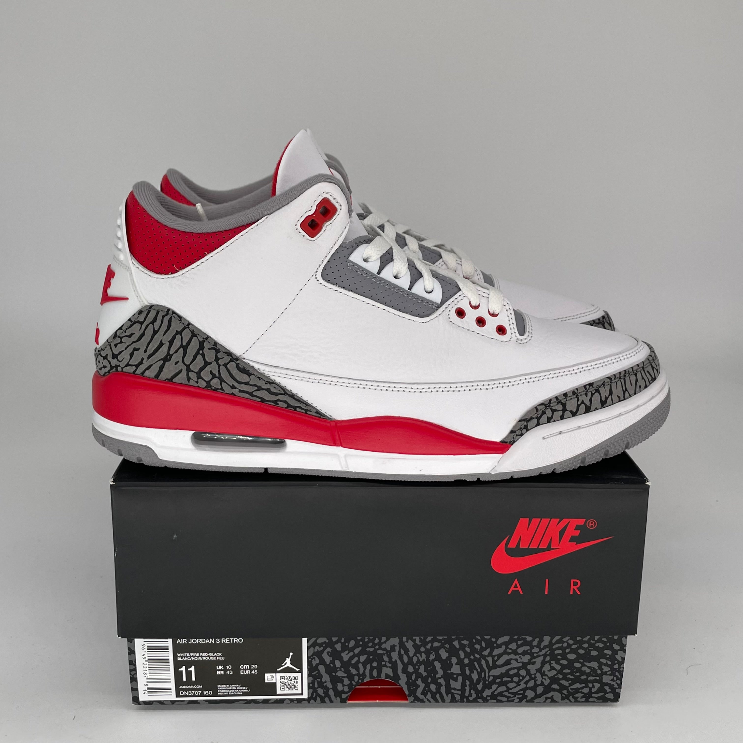 Original Air Jordan 3 Retro 'Fire Red' Men's Basketball Shoes Size 11 DN3707-160 - Perfect for Streetwear & Court Performance