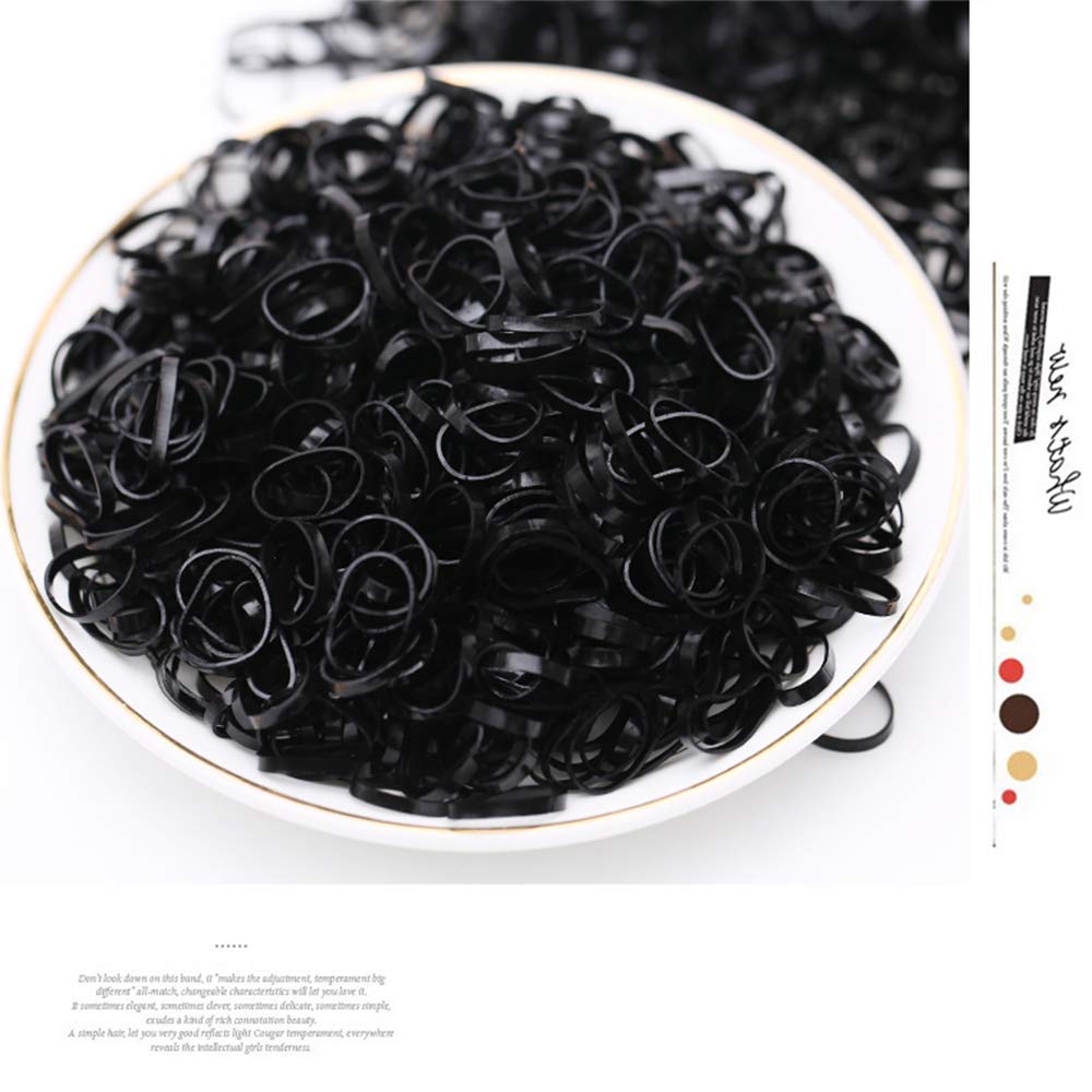 500-Pack Black Elastic Hair Ties for Women & Girls - Soft Non-Slip Rubber Bands for Braids, Ponytails & Wedding Hairstyles - Gentle Hair-Friendly Hair Accessories (Large Size) - Perfect for School, Workouts, Parties and Daily Styling