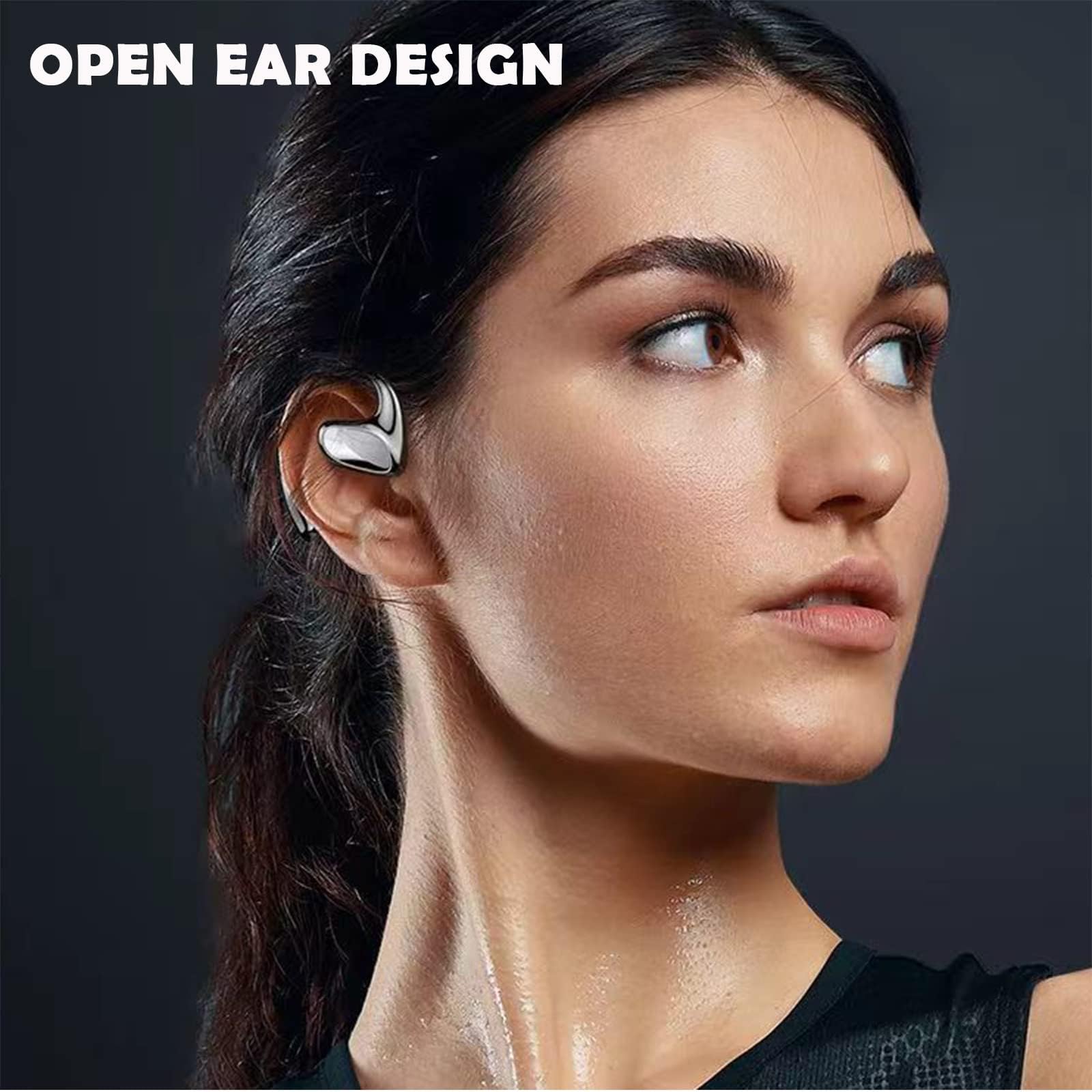 Wireless Bluetooth Bone Conduction Headphones - Open Ear Wrap Around Over-Ear Earbuds with Ear Hook & Mic | Perfect for Running, Cycling, Workouts & Outdoor Activities