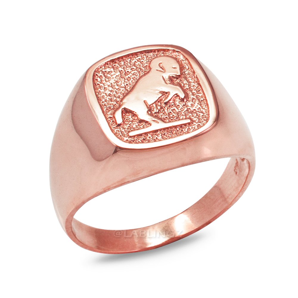 10K Rose Gold Aries Zodiac Sign Ring for Men - Perfect Gift for Birthday, Anniversary & Astrology Lovers