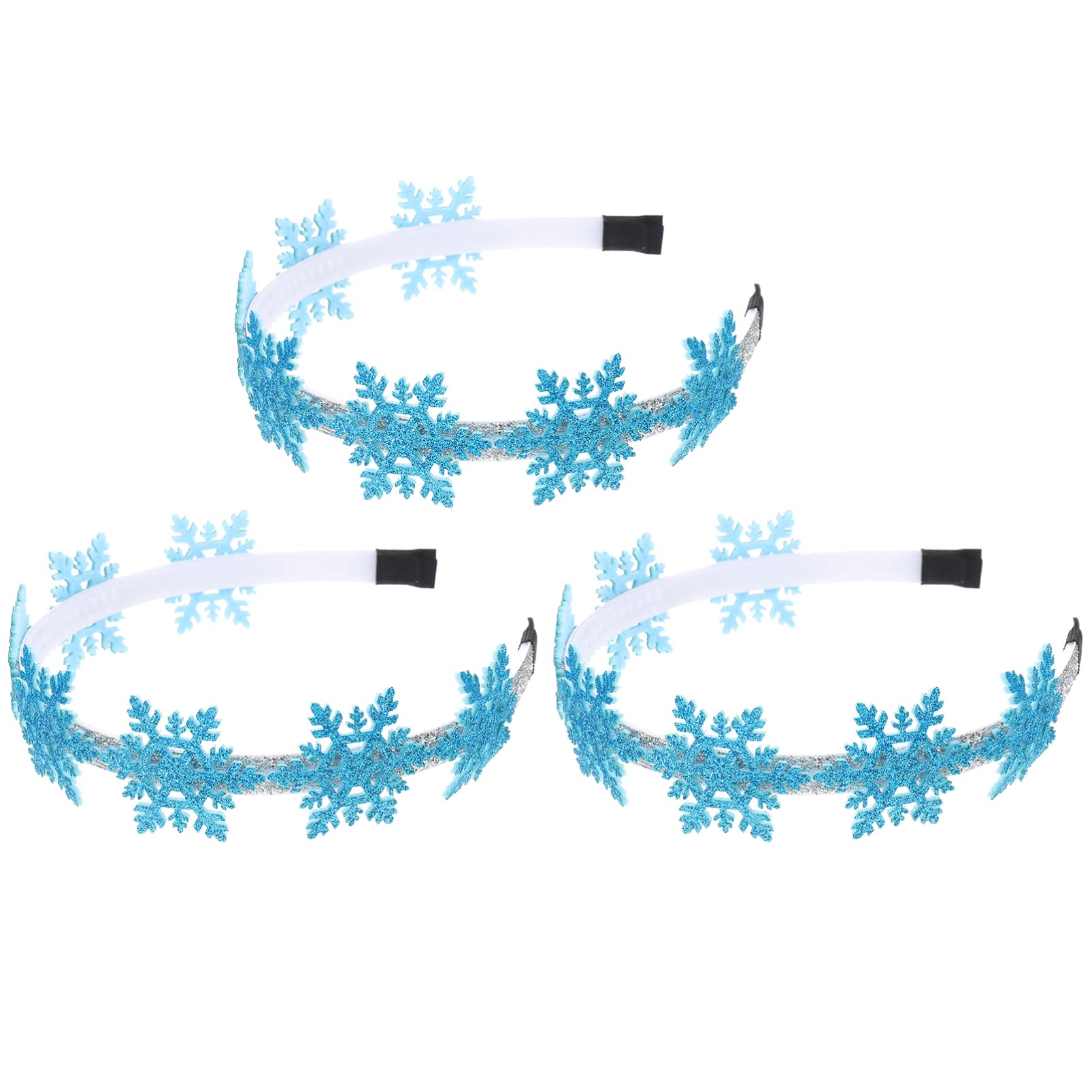 FRCOLOR 3-Pack Christmas Snowflake Headbands for Women & Kids - Winter Holiday Hair Accessories, Glitter Hair Hoops, Tiara Miss Clip Resin Dress Headpieces (Perfect for Christmas Parties, Winter Weddings & Festive Outfits)