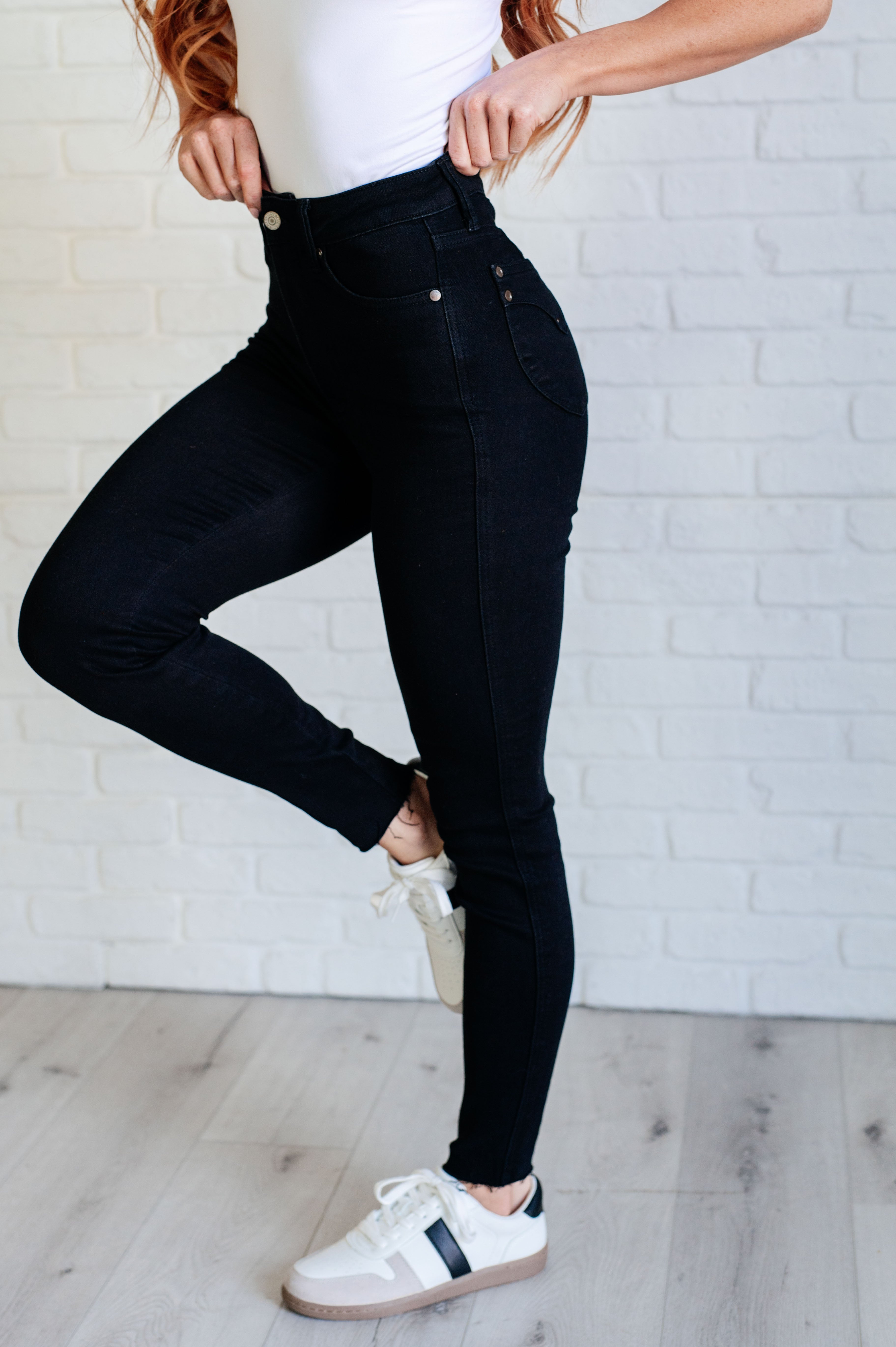 Nicole High Waisted Tummy Control Skinny Jeans for Women - Slimming Black Denim Pants | Perfect for Work, Date Night & Everyday Wear