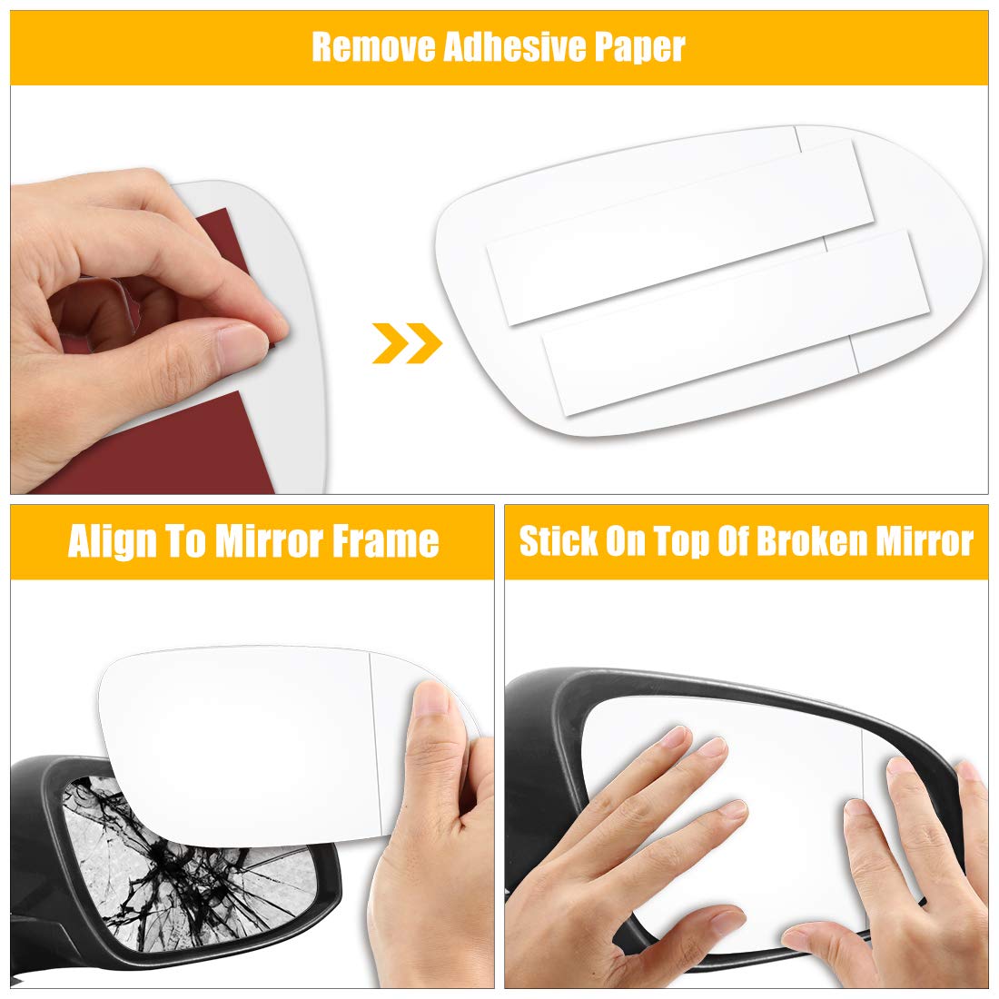 X AUTOHAUX Right Side Passenger Rearview Mirror Glass with Adhesive for Mercedes Benz CLK SL SLK AMG Models - Perfect Replacement for Broken Mirrors & Easy DIY Installation