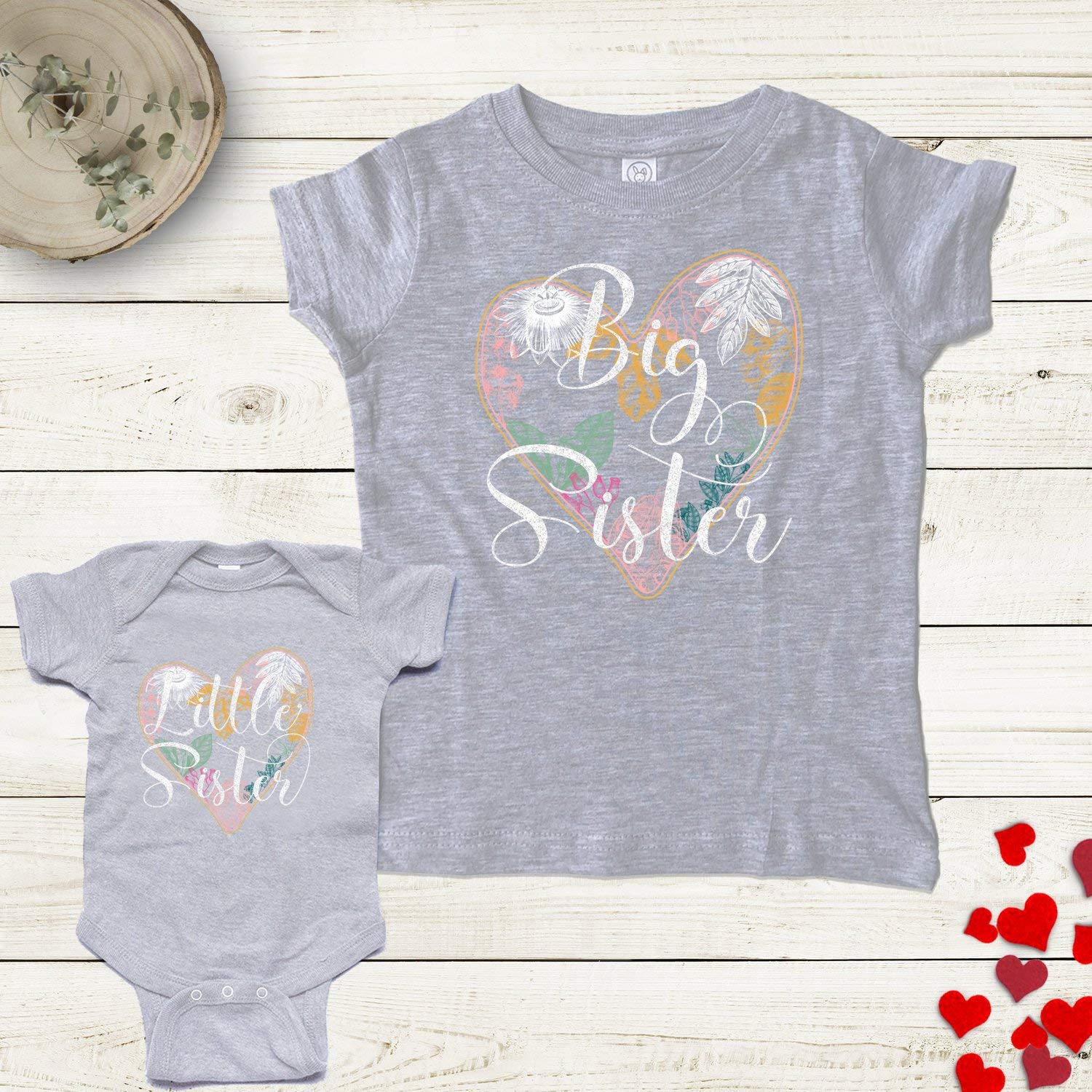 NanyCrafts Matching Sister Outfits - Cute Big Sister Little Sister T-Shirts for Baby Girls | Perfect for Family Photos, Sibling Bonding & Special Occasions