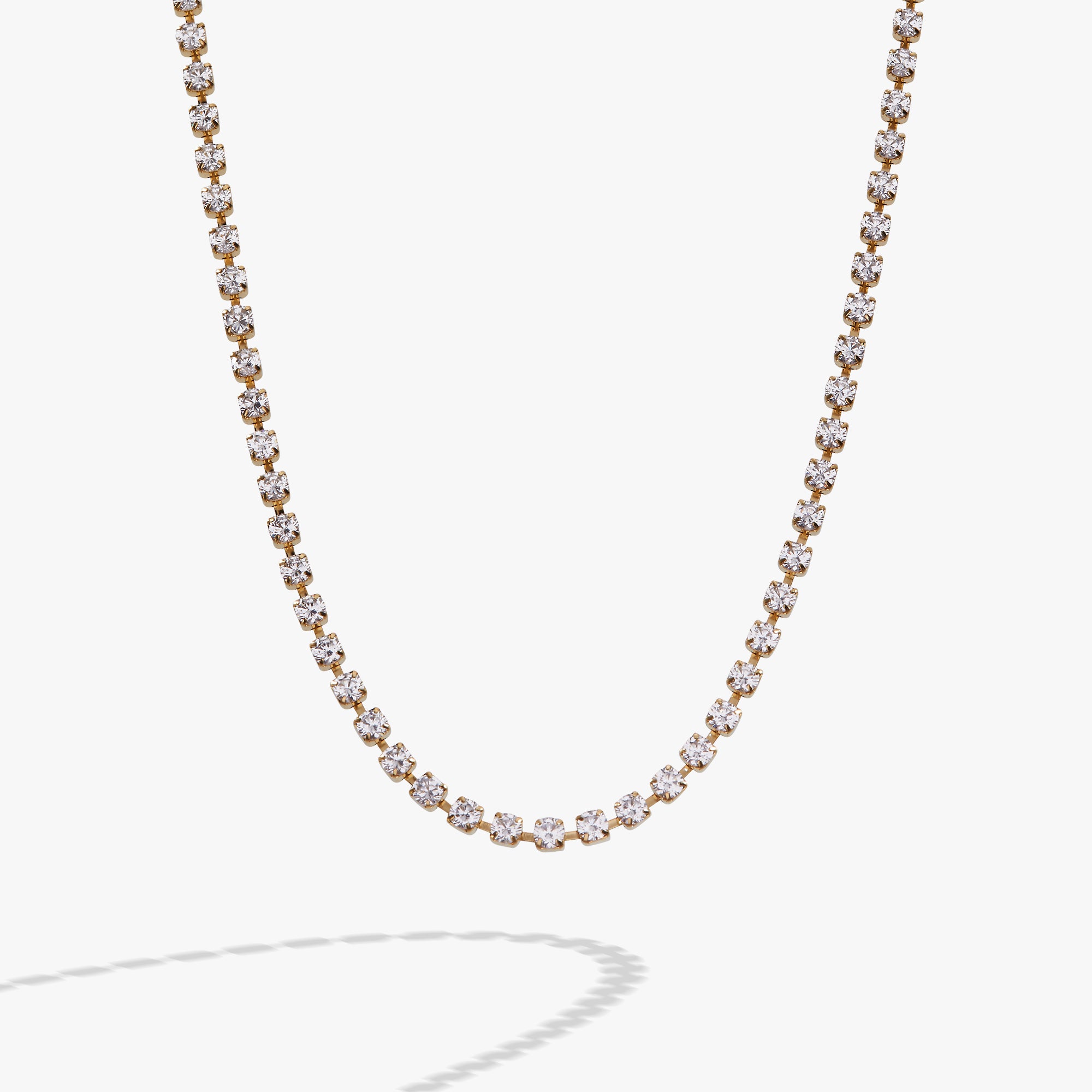 14K Gold Plated Crystal Tennis Chain Necklace for Men & Women - Elegant Layered Necklace for Parties, Weddings & Everyday Wear