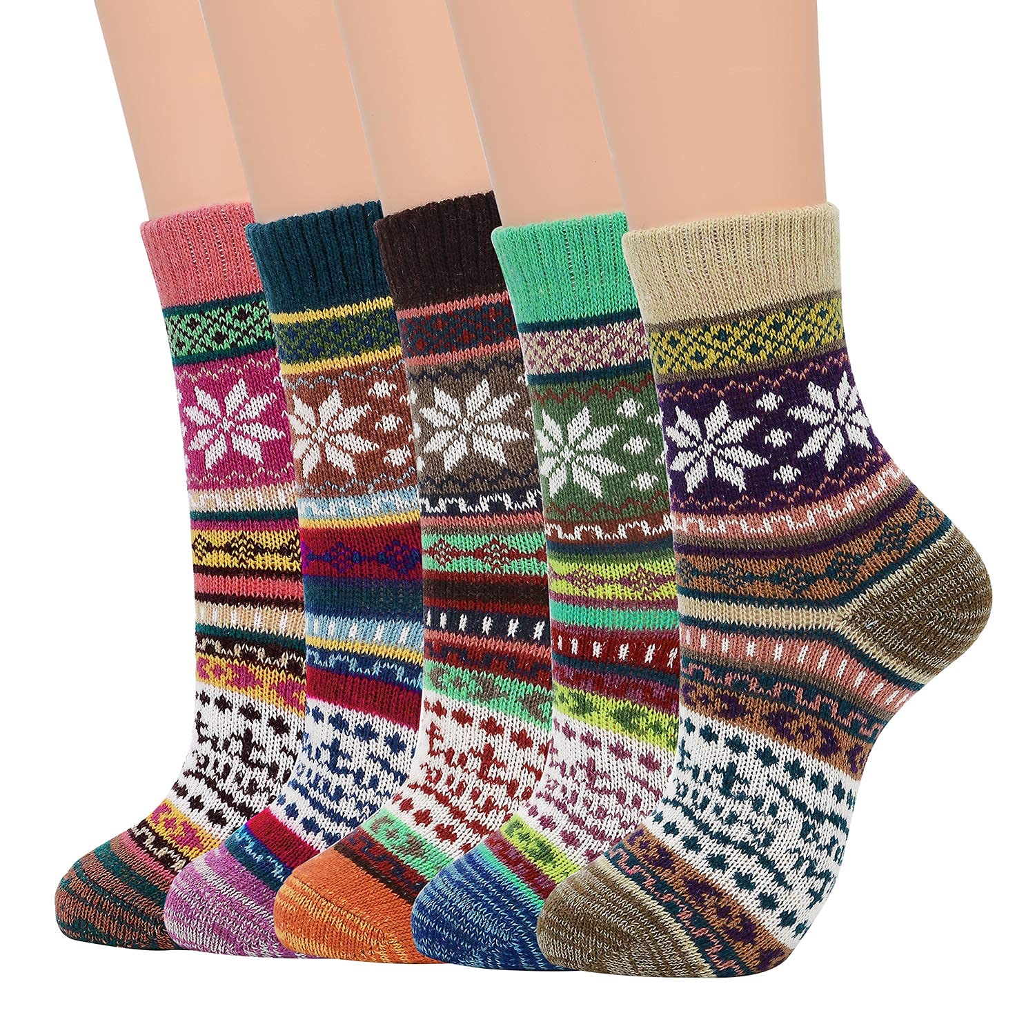 Zando Women's Merino Wool Hiking Socks - Warm Winter Crew Socks for Athletic & Outdoor Activities - Soft Thick Mid-Calf Socks for Hiking, Running & Cold Weather Comfort