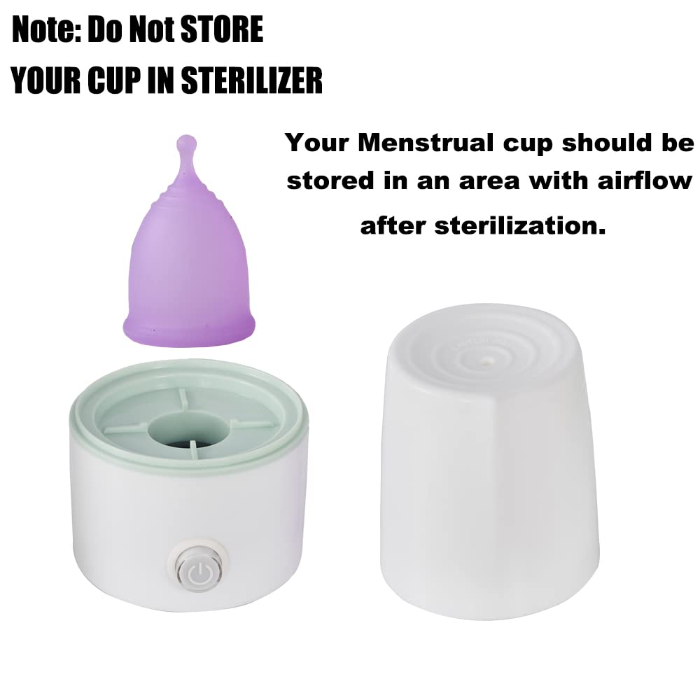 **Sterilizer for Menstrual Cups - High-Temperature Period Cup Steamer & Cleaner Machine - 99.9% Sanitization in 8 Minutes - Feminine Hygiene Essential - Leak-Proof (White) - Perfect for Travel, Home & Office Use**
