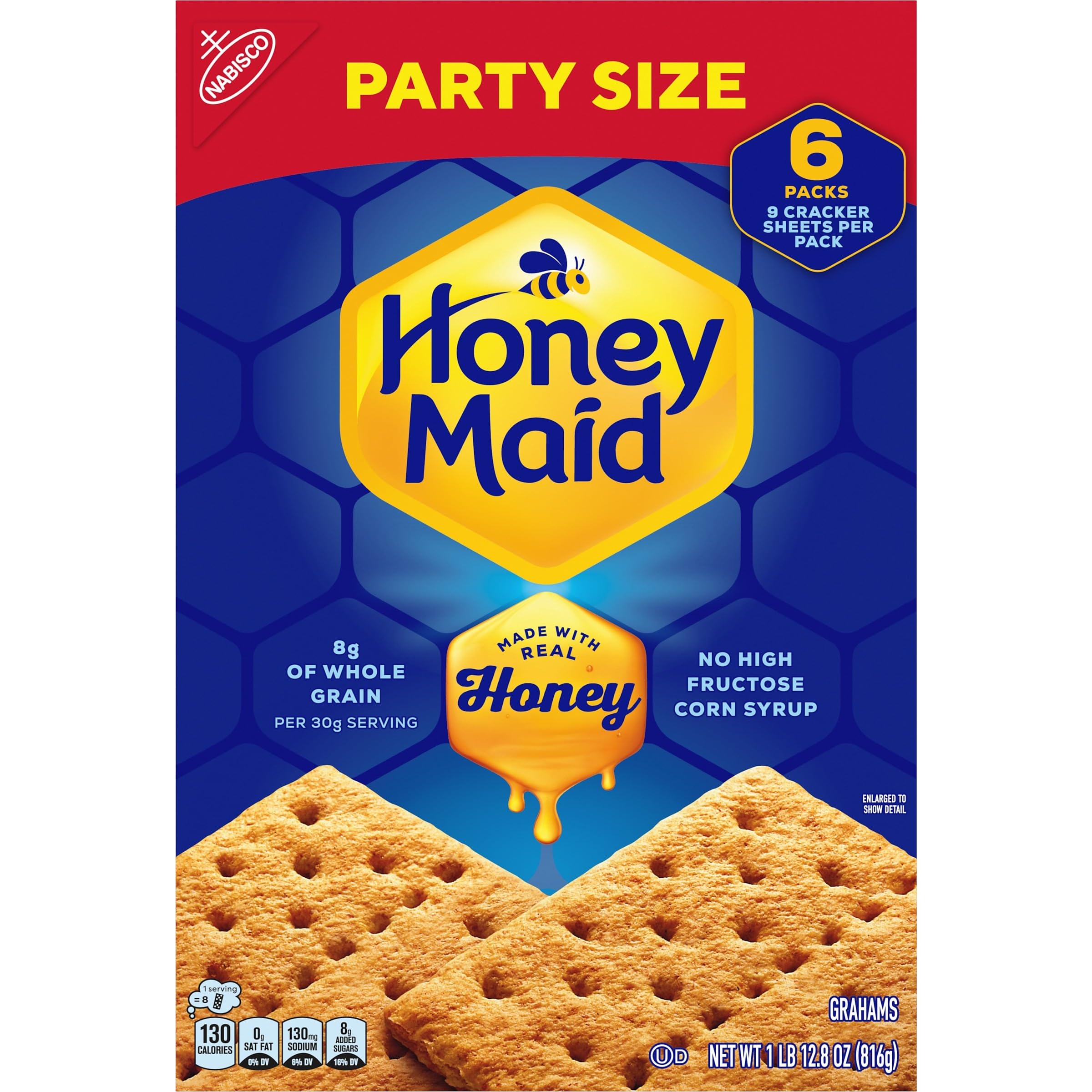 HONEY MAID Graham Crackers - Crunchy Honey Flavored Snacks for Lunch, School, Parties & Camping (28.8 oz Bulk Pack) | Perfect for S'mores, Desserts & Healthy Snacking