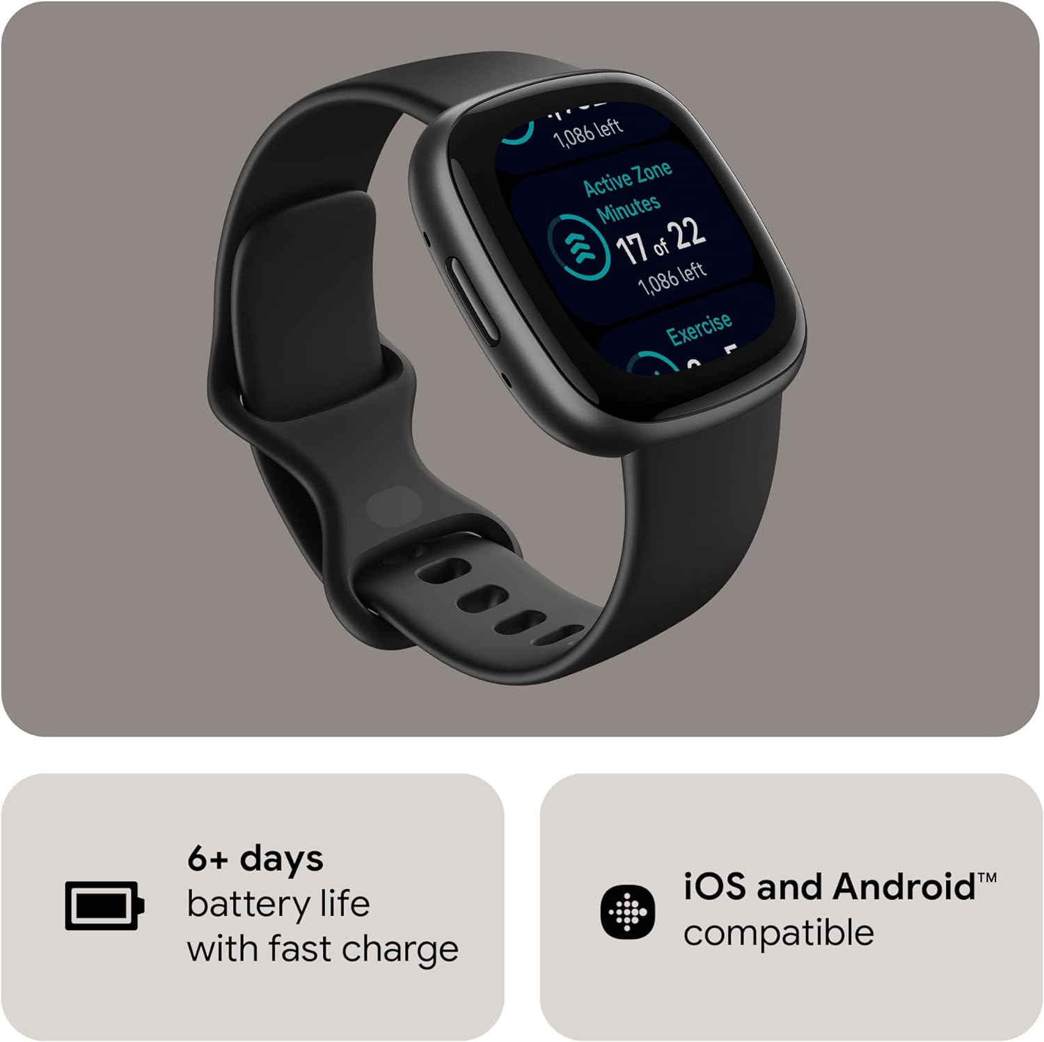 Fitbit Versa 4 Smartwatch - Advanced Fitness & Health Tracker with Heart Rate Monitor, GPS & Sleep Tracking - Perfect for Running, Swimming & Daily Activity Tracking