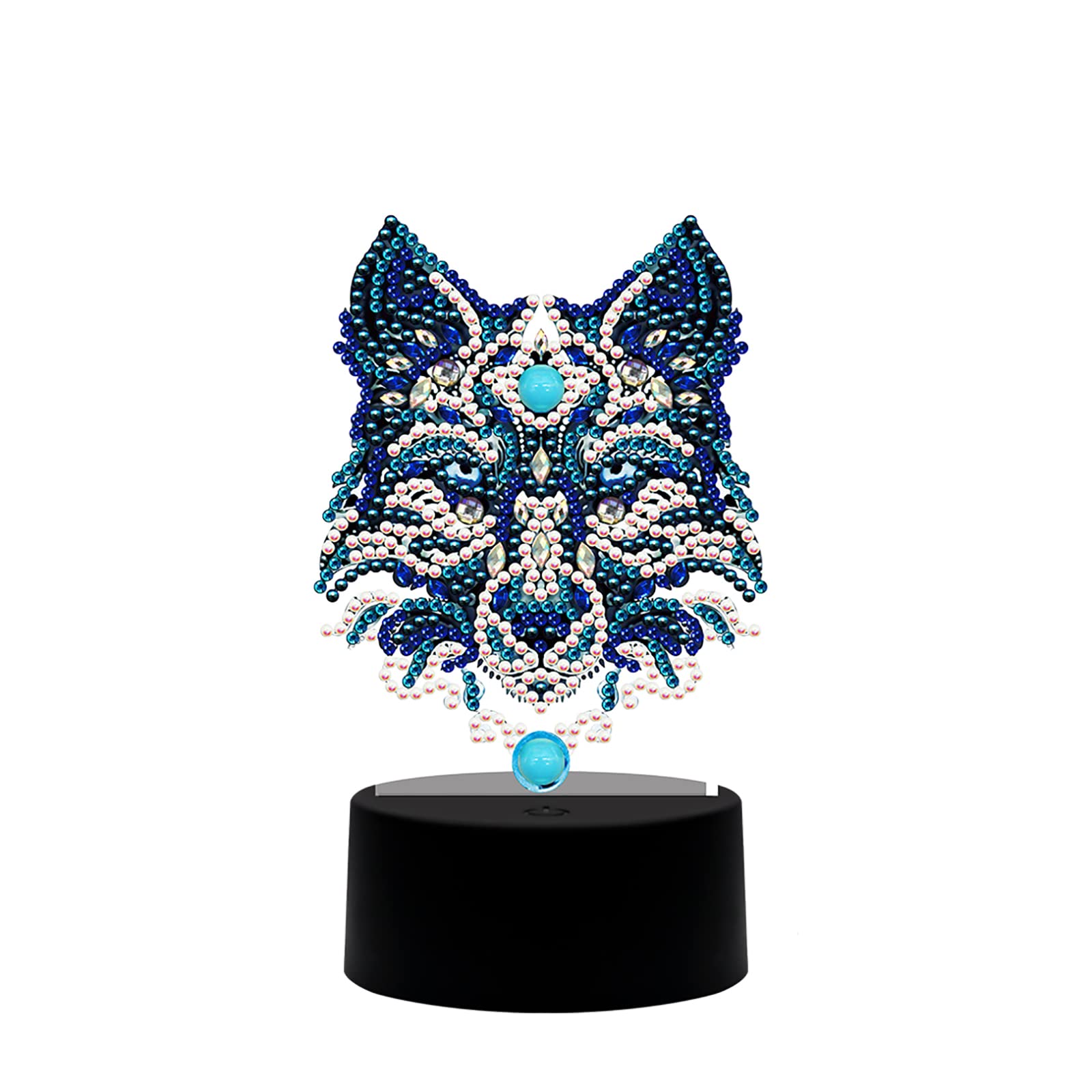 5D Diamond Painting Wolf LED Night Light - DIY 7-Color Changing Touch Lamp with USB/Battery Power for Bedroom, Desk & Home Decor | Crystal Art Craft Gift for Adults, Kids | Perfect Nightlight for Bedside, Nursery & Living Room