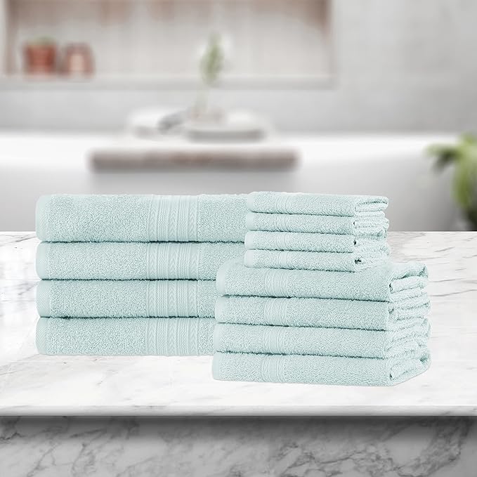 Premium 12-Piece Organic Cotton Towel Set | Soft, Eco-Friendly & Absorbent Bath Towels for Spa, Gym & Home Use