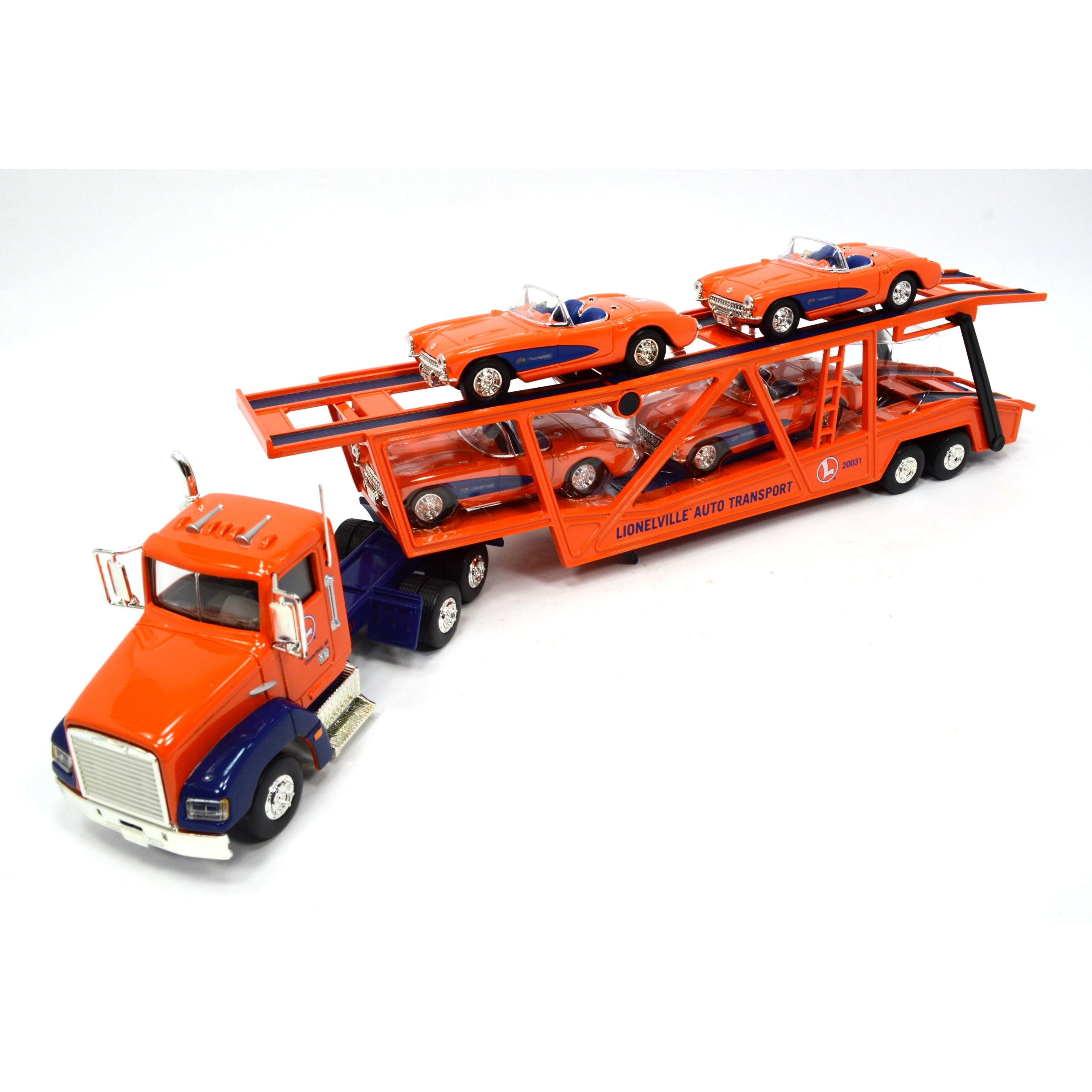 New in Box Lionel Lionville Auto Transport Diecast Car Carrier with 4 Cars - Perfect for Train Sets, Collectors & Kids Playroom Scenes