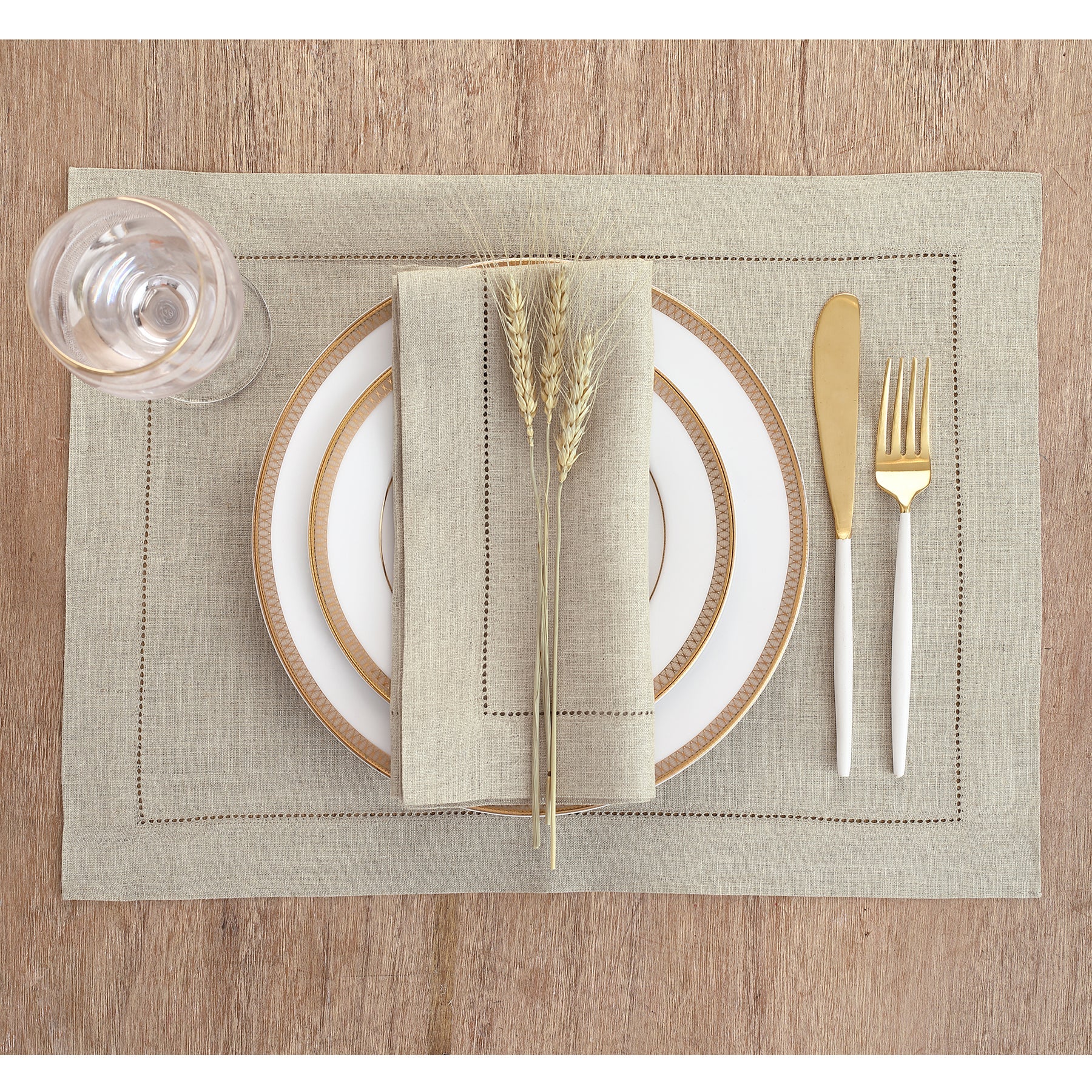 Elegant Classic Hemstitch Placemats Set of 4 - Premium Linen Table Mats for Dining Room Decor, Wedding & Holiday Table Setting - Perfect for Formal Dinner Parties & Home Decor