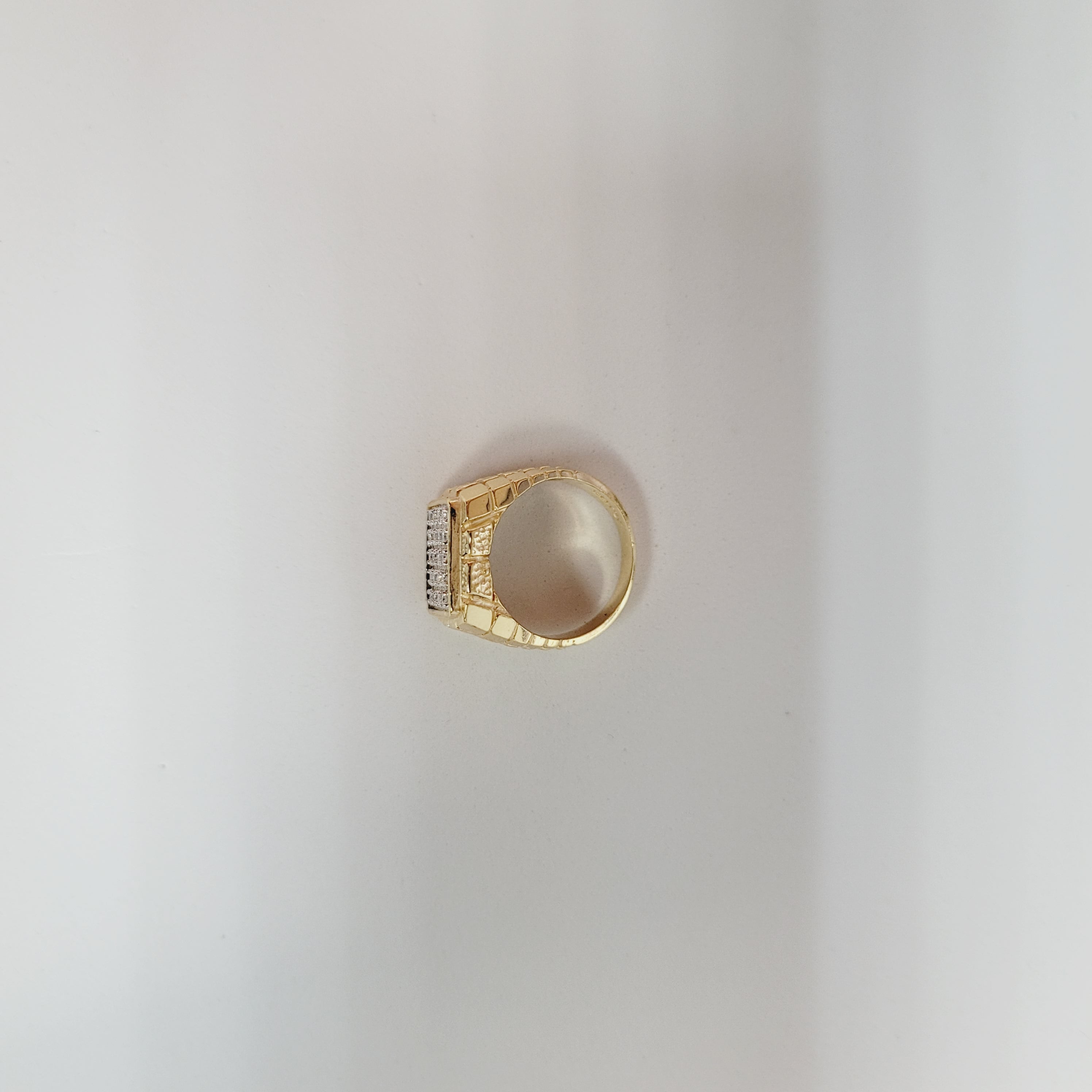 1.00cttw Diamond Cluster Ring with Brick Patterned Band in 14k Yellow Gold | Elegant Wedding, Engagement & Anniversary Jewelry Gift for Women
