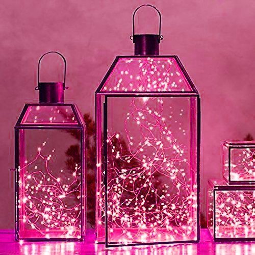 ER CHEN 100 LED Fairy Lights - 33ft Battery Operated Waterproof String Lights with Remote & Timer, 8 Lighting Modes, Copper Wire for Indoor/Outdoor Decor (Pink) - Perfect for Bedroom, Wedding, Party, Garden, Christmas Tree Decoration