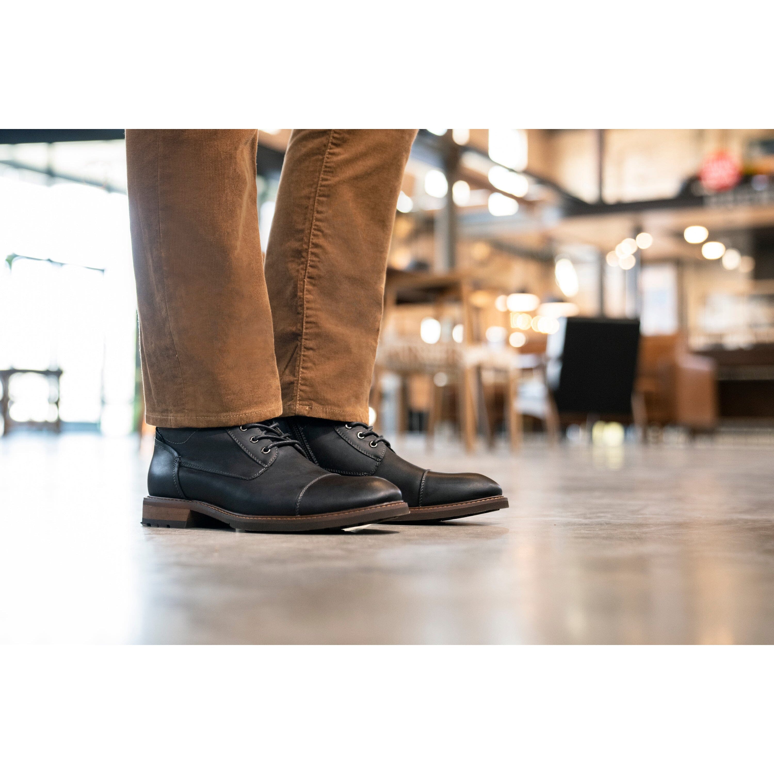 FLORSHEIM LODGE CAP TOE LACE UP BOOTS FOR MEN - DURABLE LEATHER WORK BOOTS FOR OUTDOOR, CASUAL & OFFICE WEAR