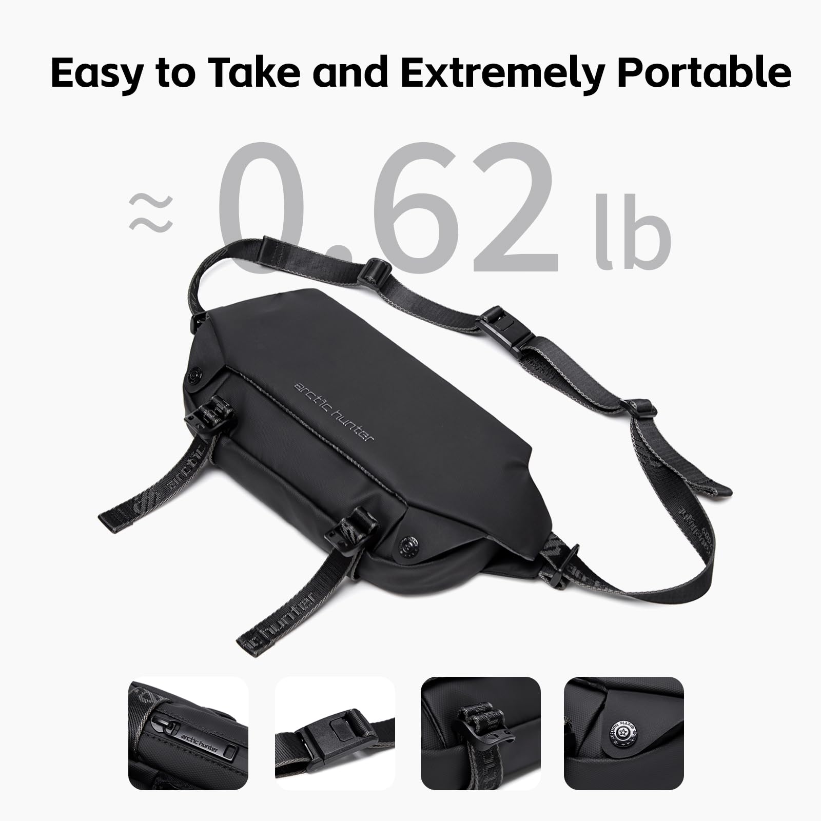 Lightweight Waterproof Sling Bag for Men & Women - Compact Crossbody Shoulder Bag for Travel, Hiking, Gym & Everyday Use - Durable & Comfortable for Outdoor Activities, Commuting & Casual Wear - Black