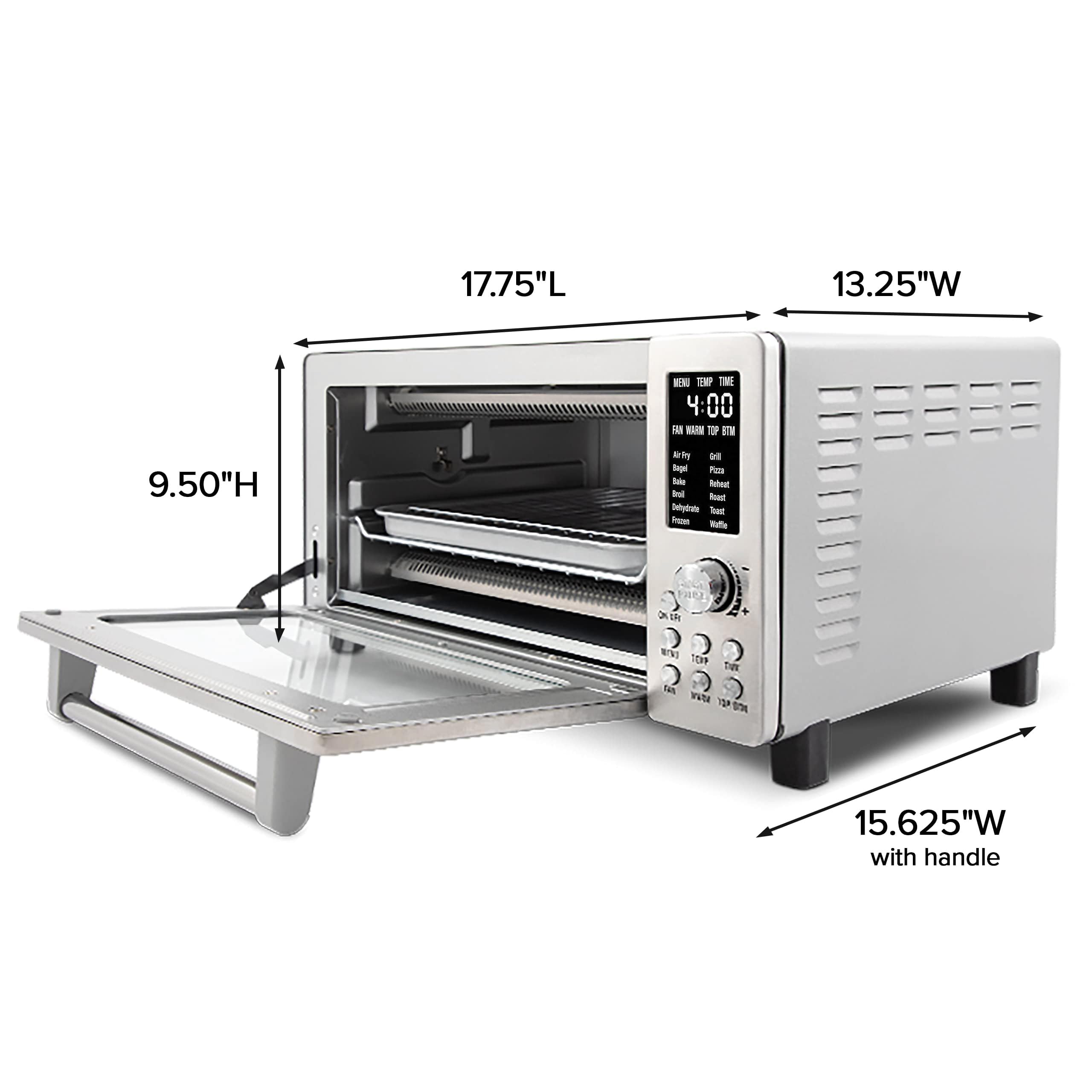 Nuwave Bravo 12-in-1 Air Fryer Toaster Oven with Convection - 1800W, 21QT Large Capacity, 50°-450°F Temperature Control, Adjustable Top & Bottom Heaters, PFAS-Free Stainless Steel - Perfect for Baking, Roasting & Air Frying in Small Kitchens