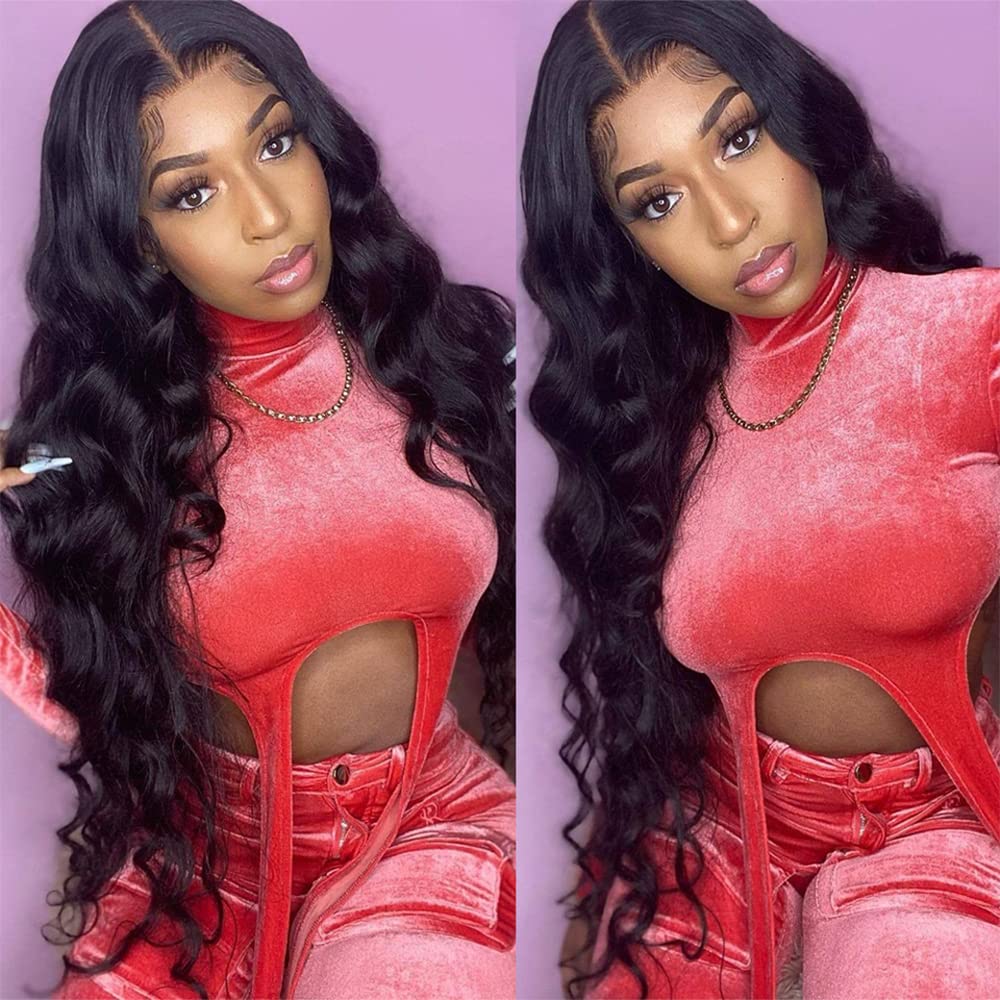 26 28 30 Inch 100% Unprocessed Brazilian Human Hair Bundles - Body Wave Weave 3 Bundles (300g) Natural Black Color for Sew-in, Clip-in Extensions & Styling