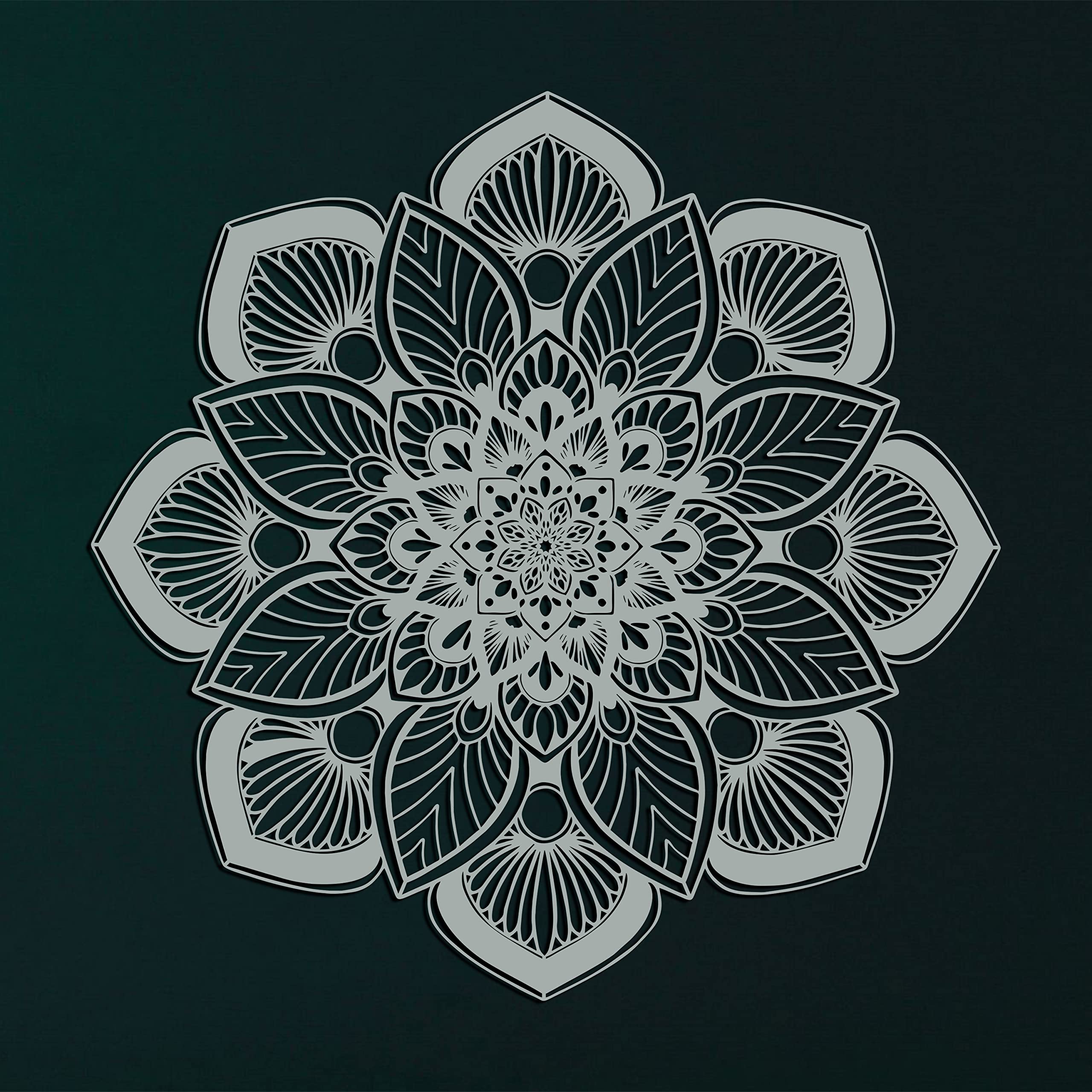 DEKADRON Metal Wall Decor - Silver Grey Bohemian Mandala Wall Art for Home & Office - 28