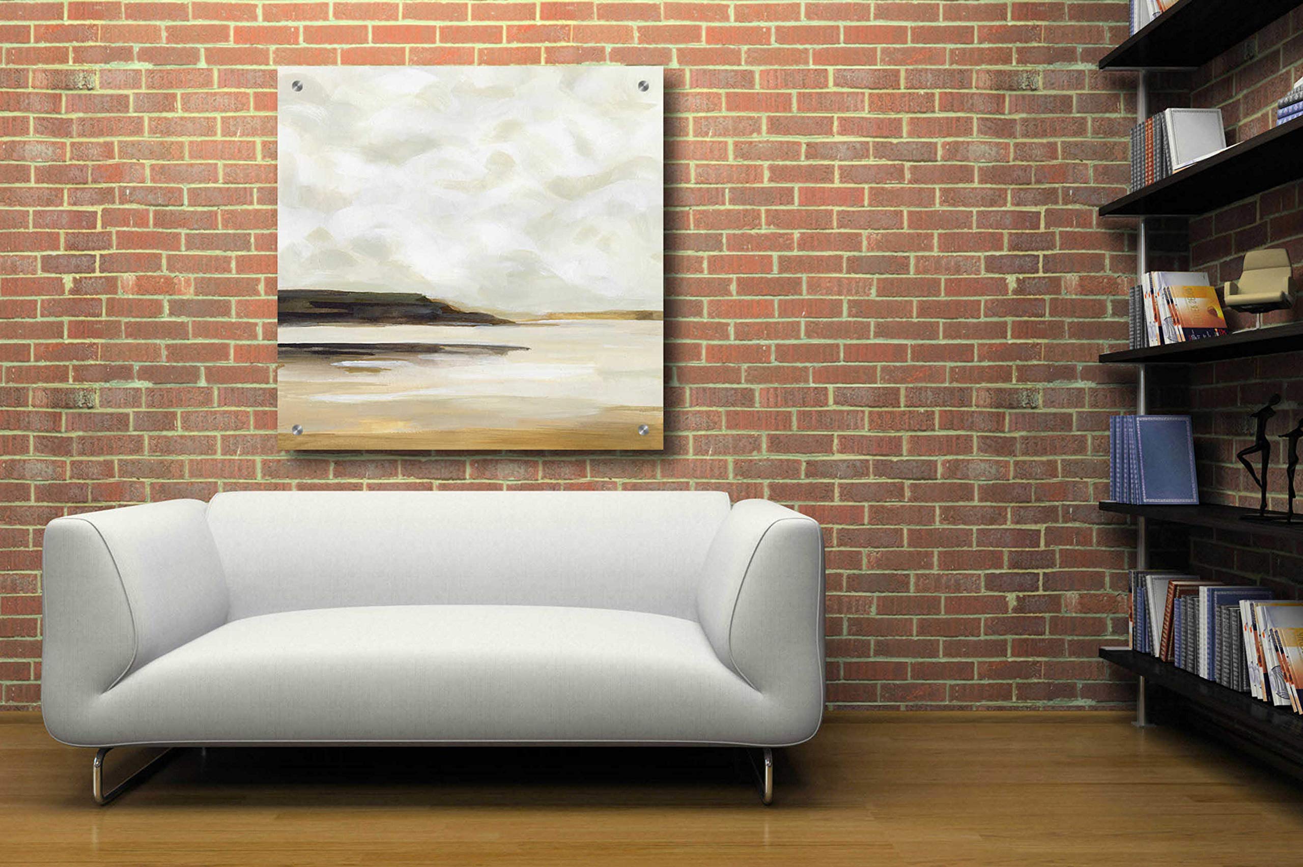Victoria Borges 'Cloudy Coast I' Acrylic Wall Art Painting - 36x36 Inches Modern Coastal Decor for Living Room, Bedroom & Office