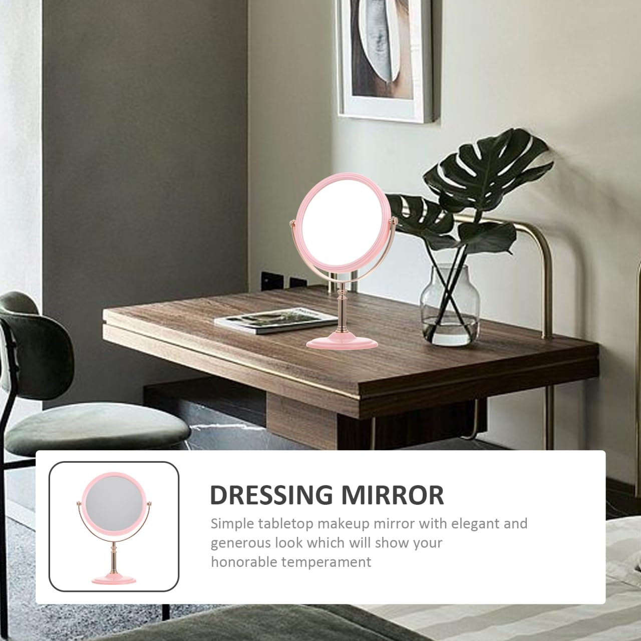 Double Sided Vanity Mirror with LED Lights - Portable Travel Makeup Mirror for Home & On-The-Go - Lighted Aluminum Frame in Pink - Perfect for Makeup Application, Skincare & Travel Essentials