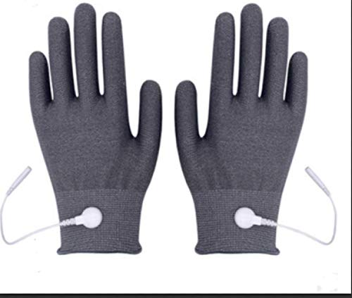 **Fiber Physiotherapy Conductive Gloves – Electrotherapy & Bioelectric Massage Gloves with Electrode Pads – 1 Pair Black Gray Pulse Gloves for Pain Relief & Muscle Stimulation – Ideal for Home Therapy & Rehabilitation**