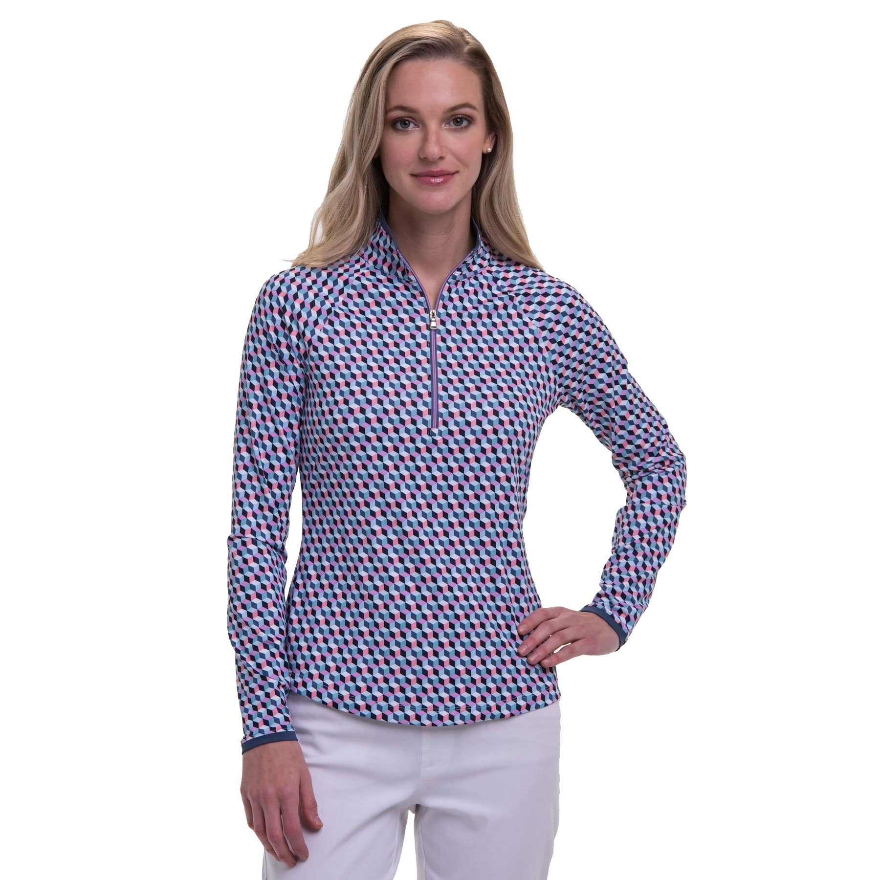 Fairway & Greene Wesley Newport Women's Long Sleeve Golf Polo Shirt - Moisture Wicking & UV Protection for Comfortable Golfing & Outdoor Activities