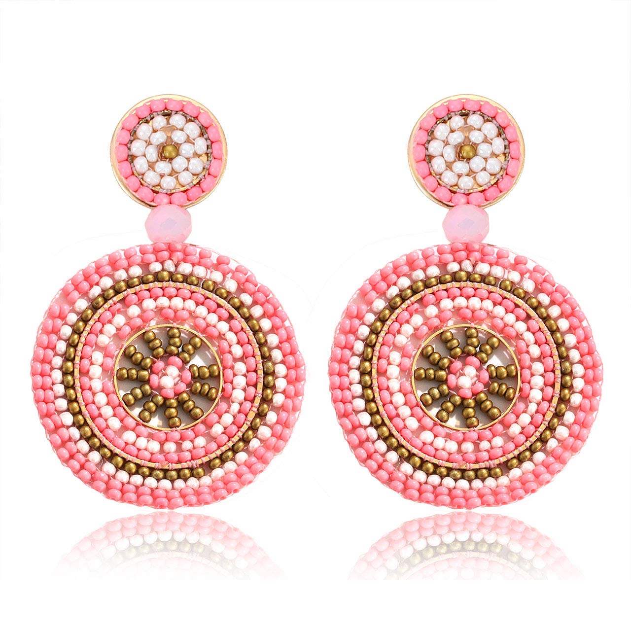 Handmade Boho Beaded Drop Earrings for Women - Colorful Statement Dangle Earrings | Summer Beach Jewelry, Festival Accessories & Unique Gift Ideas