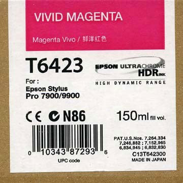 Epson T642300 150ml Ultrachrome HDR Vivid Magenta Ink Cartridge for Epson 7900/7890/9890/9900 Printers - High-Quality Photo Printing, Graphic Design & Fine Art Reproduction