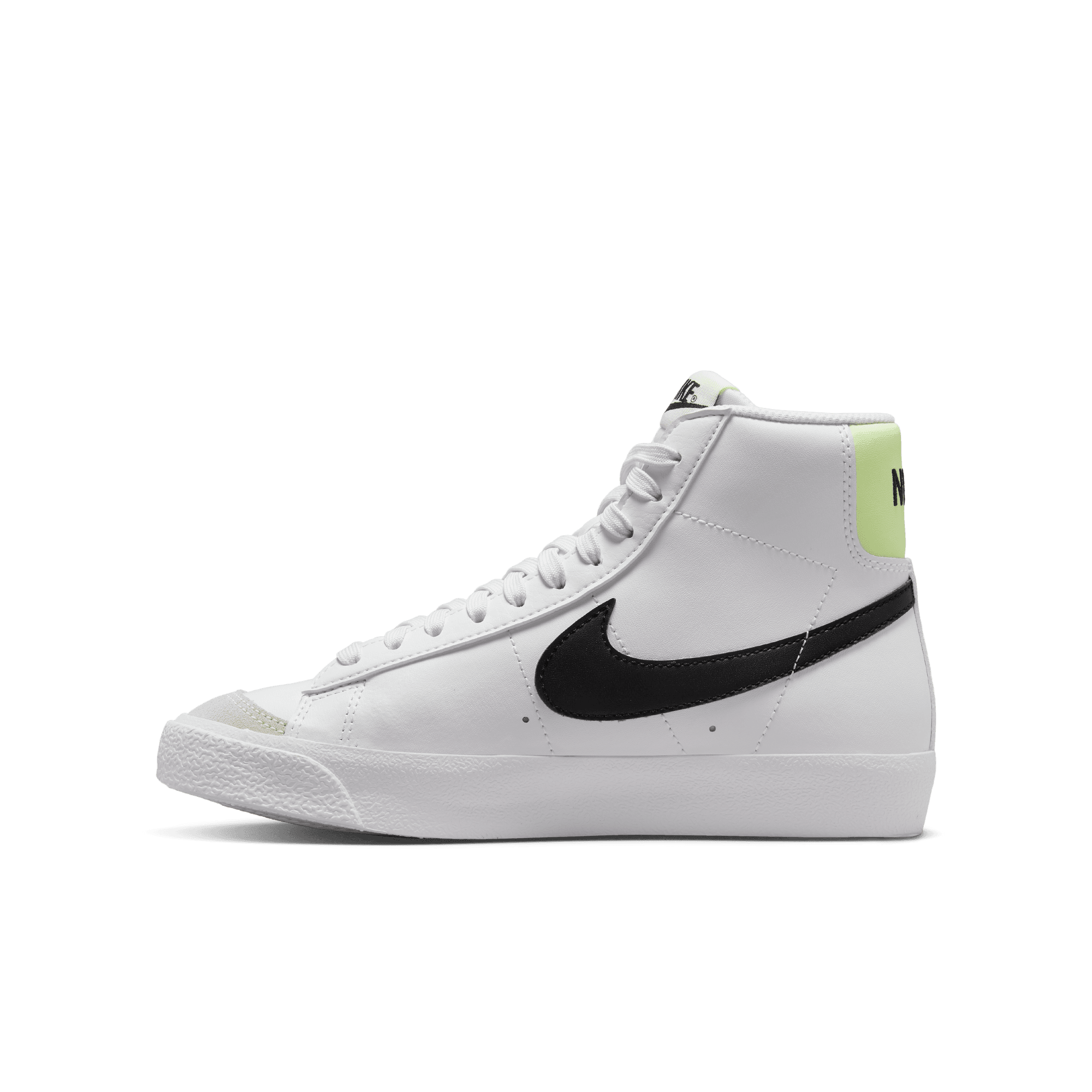 Nike Blazer Mid '77 GS Sneakers - White/Barely Volt - Retro Basketball Shoes for Kids, Girls & Boys - Perfect for Casual Wear, School & Street Style