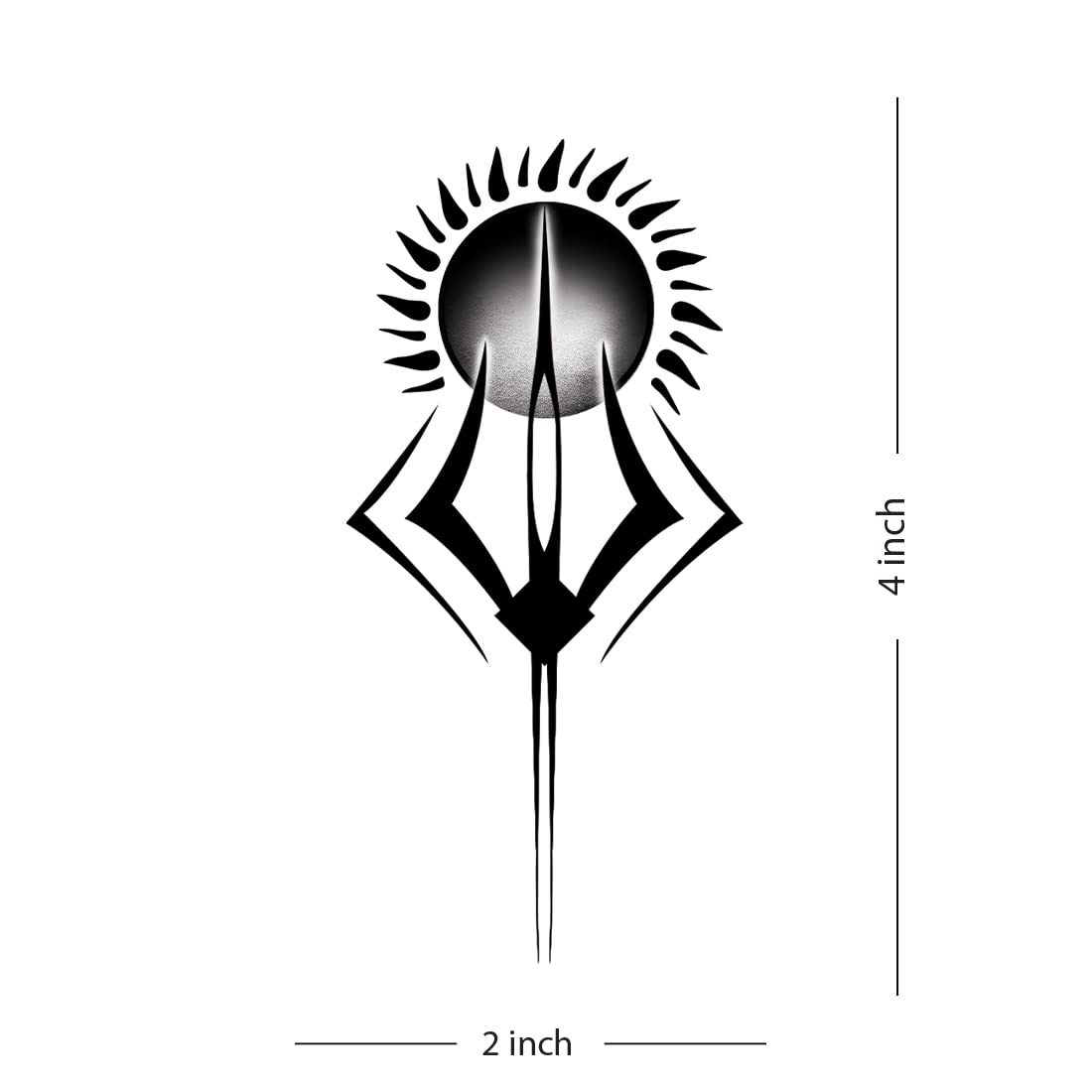 Trishul with Sun Design Waterproof Temporary Tattoo for Men & Women - Perfect for Festivals, Parties, and Spiritual Events