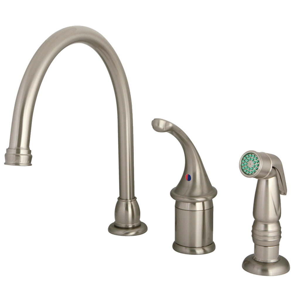 Kingston Brass KB3818GLSP Widespread Kitchen Faucet - Modern 8-Inch Spread Single Handle Pull-Down Sprayer in Polished Gold - Perfect for Farmhouse, RV, and Residential Kitchen Sinks