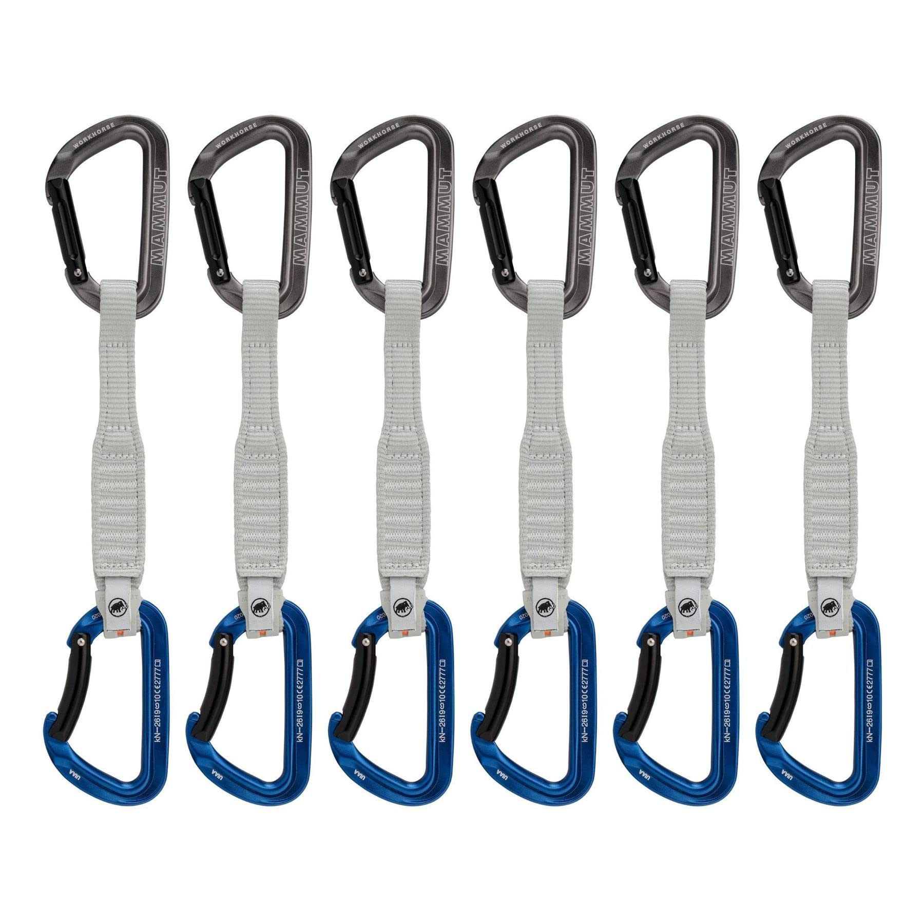 Mammut Workhorse Keylock 6-Pack Quickdraws - Lightweight Climbing Carabiners for Rock Climbing, Mountaineering & Outdoor Adventures