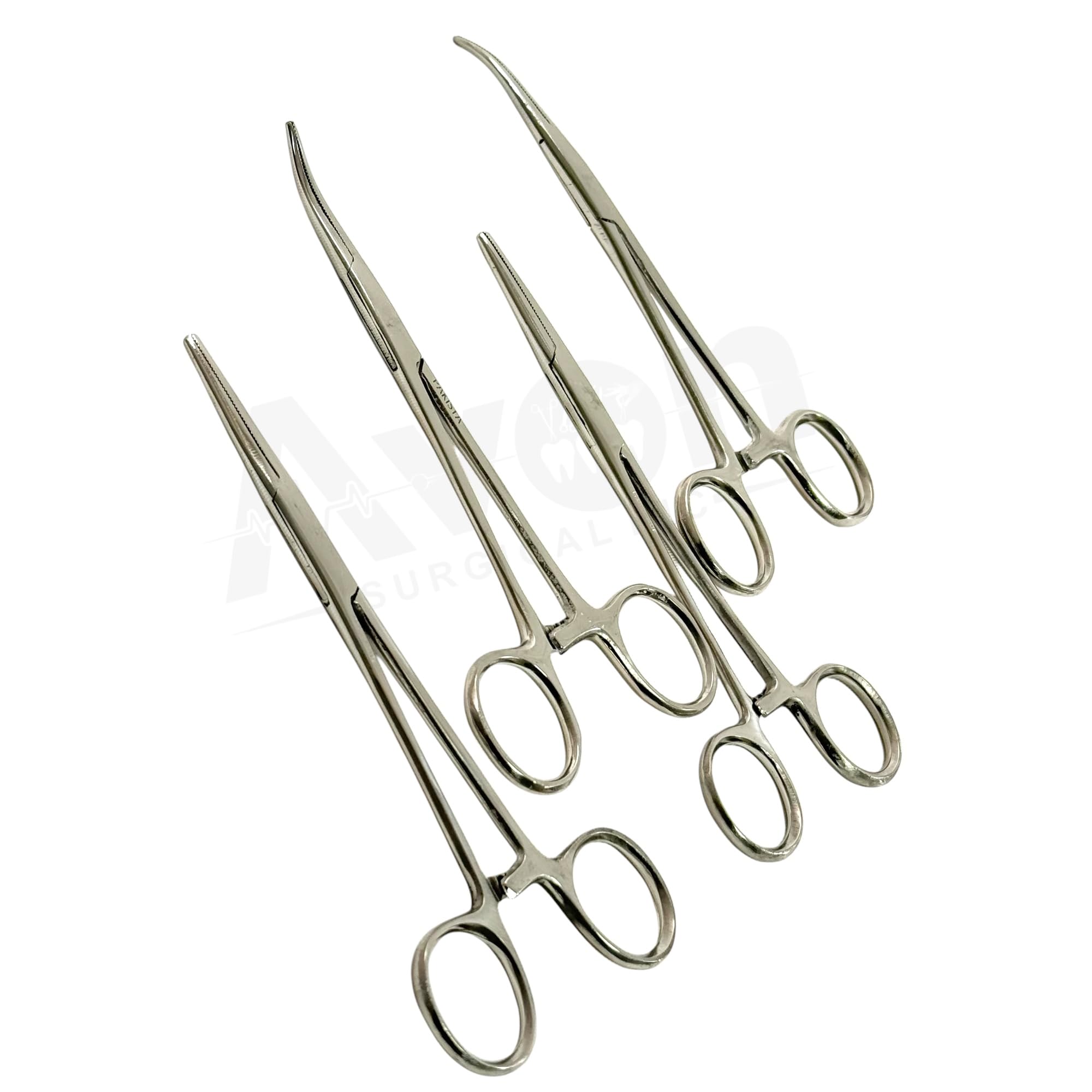 4-Piece Kelly Hemostat Forceps & Crile Hemostat Forceps Set - 5.5