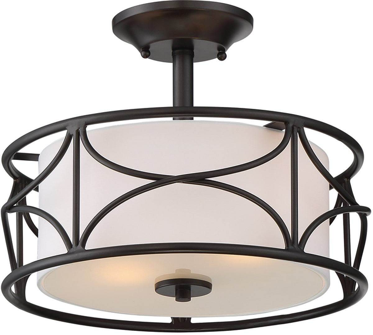 13W Avara 2-Light Semi Flush Mount Ceiling Light Fixture - Oil Rubbed Bronze Finish - Perfect for Bedroom, Hallway & Entryway Lighting