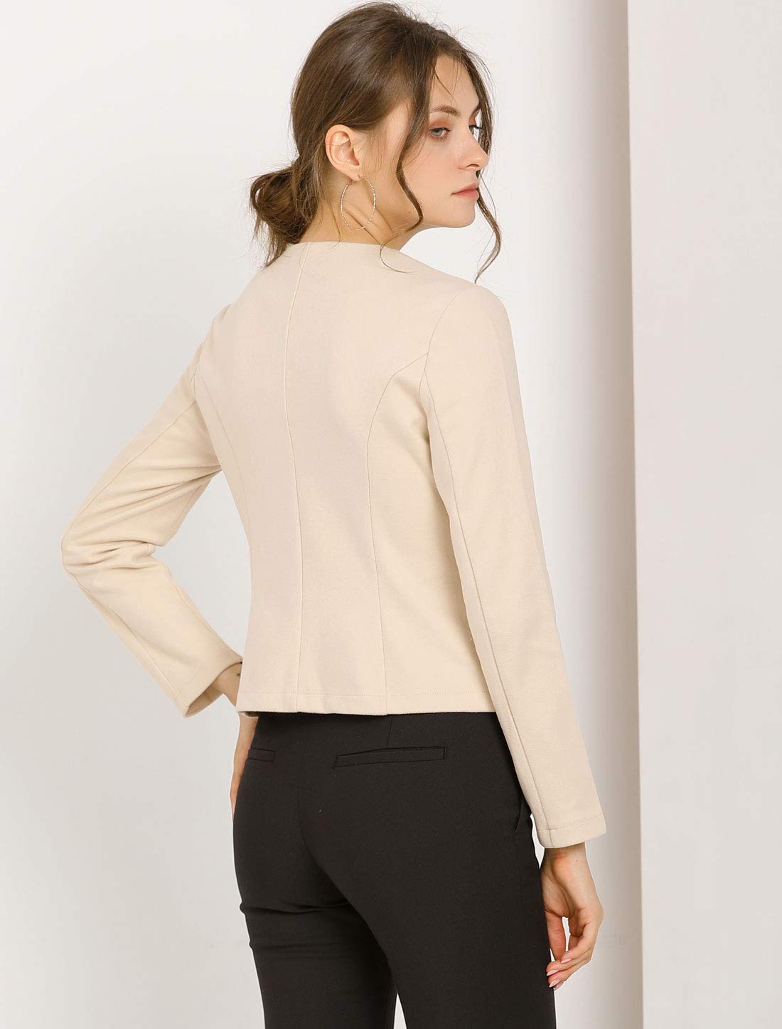 Allegra K Women's Cropped Blazer Jacket - Elegant Long Sleeve Button Down Office Blazer for Spring | Casual Work Wear & Business Attire | Perfect for Office, Meetings, and Professional Events