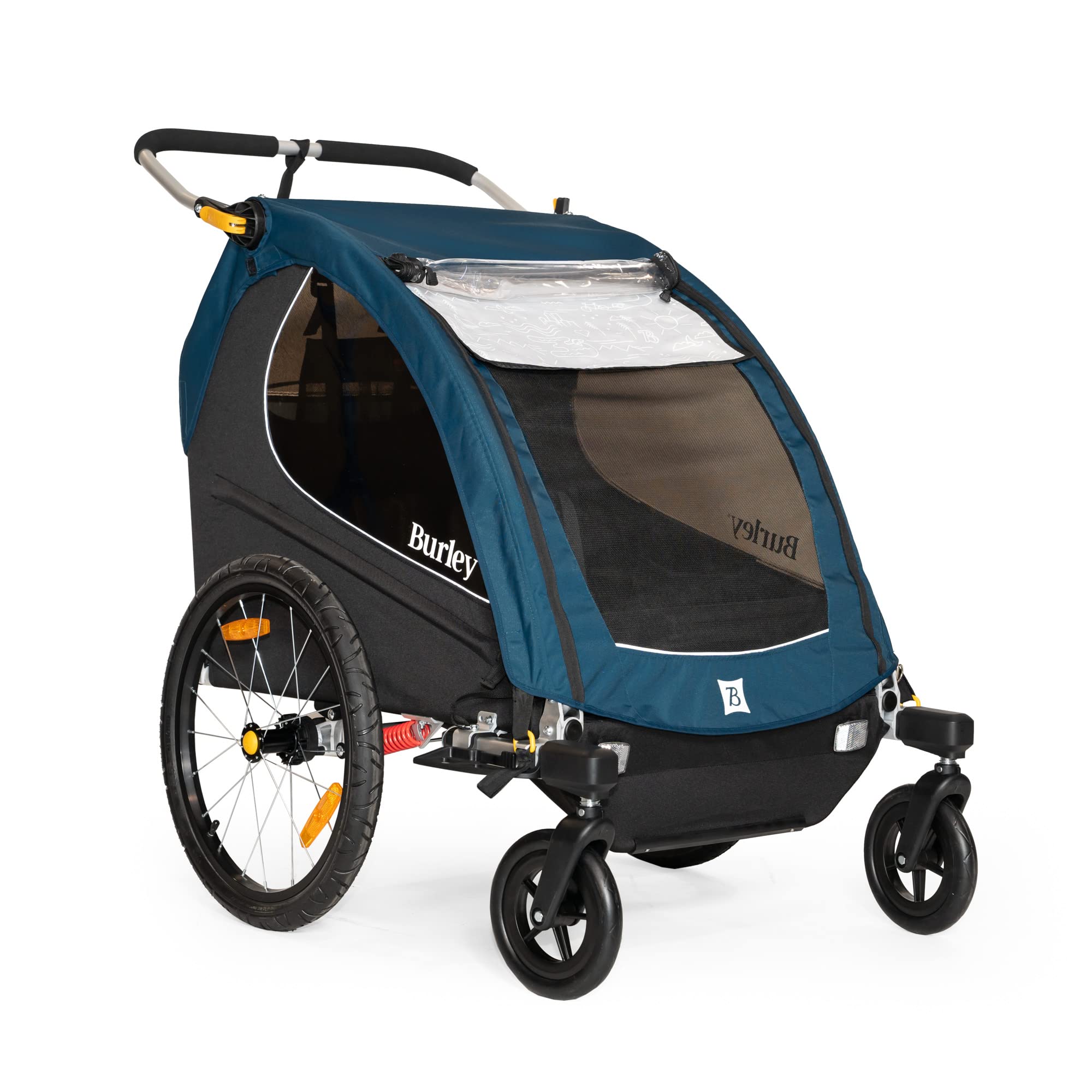 Burley Encore X 2-Seat Kids Bike Trailer & Stroller - Convertible Bicycle Trailer for Toddlers, Jogging Stroller for Outdoor Adventures, Perfect for Cycling, Running & Family Outings