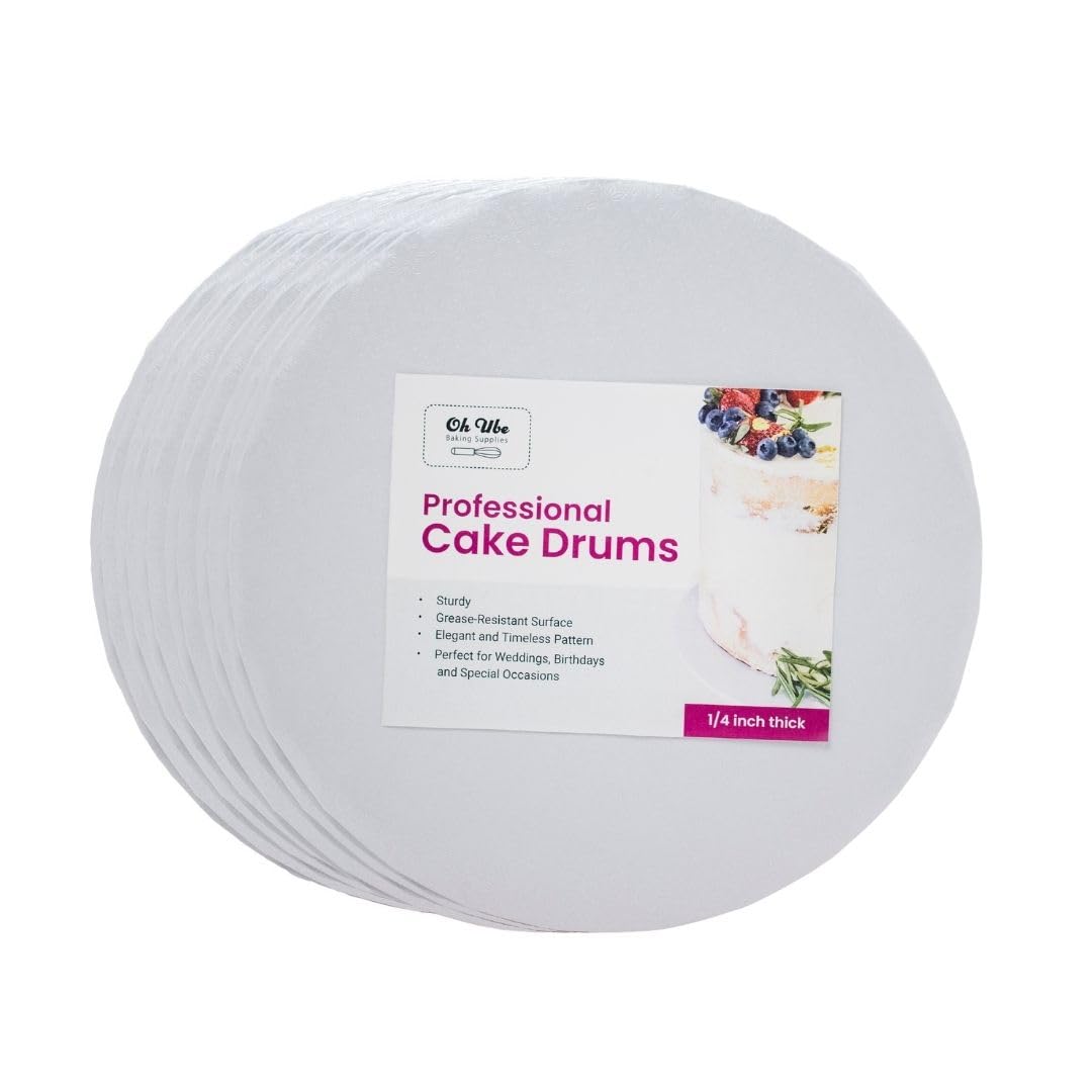 12-Pack 12 Inch Round Corrugated Cake Boards - Food-Grade Greaseproof Wraparound Cake Drums (1/4