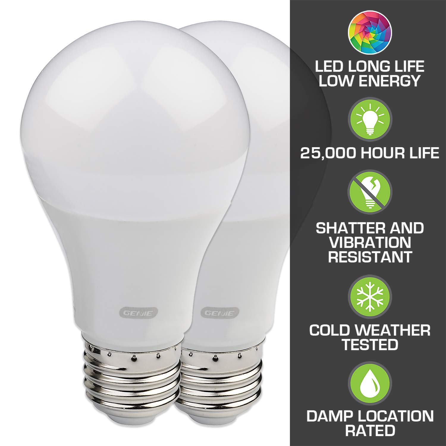 Genie Chain Drive 550 Garage Door Opener with 2-Pack LED Light Bulbs - Quiet & Reliable Home Garage Opener System for Residential Use - Perfect for Daily Home Access & Security