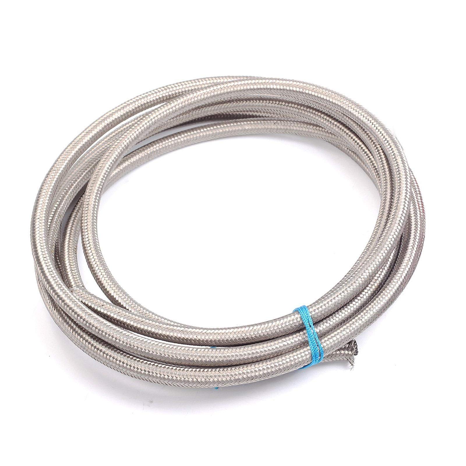 4AN 10ft Stainless Steel Braided Fuel Hose - Gas & Oil Line for Automotive Use