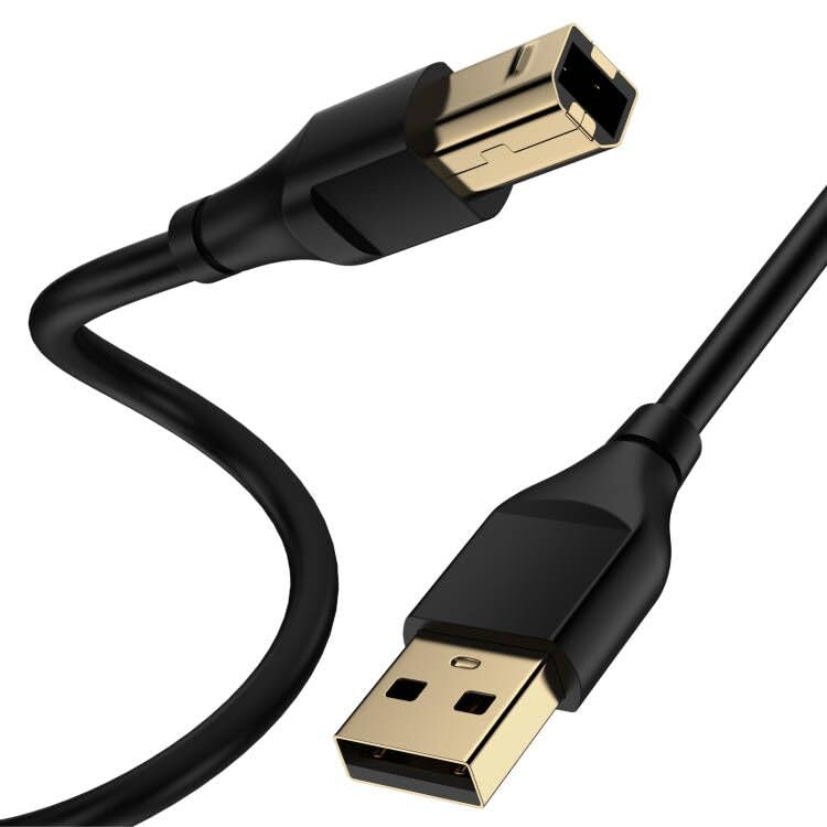 High-Speed USB 2.0 Printer Cable 6ft - USB A to B Male Cord for HP, Canon, Brother, Dell, Epson Printers & MIDI Keyboards | Reliable Computer & Piano Connection for Home Office & Music Studio