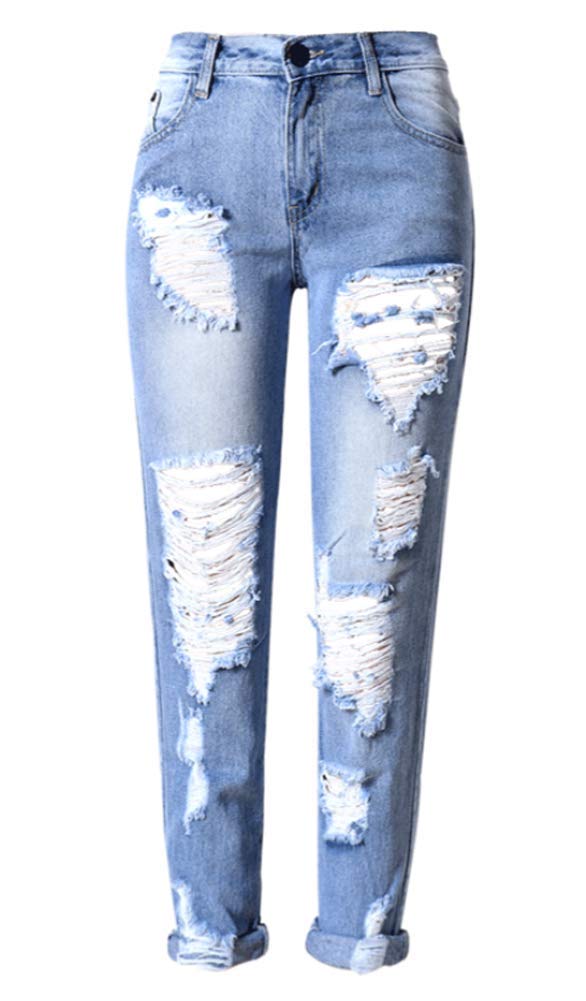Angcoco Women's Ripped Skinny Jeans - Distressed Denim Pants with Holes for Casual Wear | Perfect for Street Style, Parties & Everyday Outfits