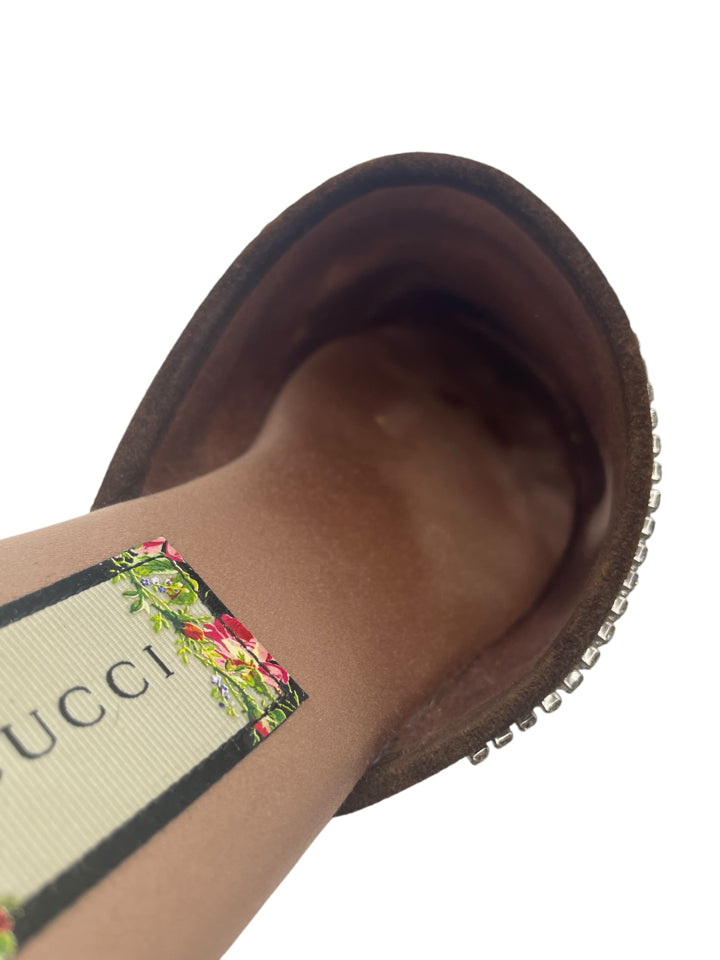 Gucci Velvet GG Monogram Crystal Mules for Women - Size 37 (US 7) - Luxury House Slippers for Home, Parties & Special Occasions