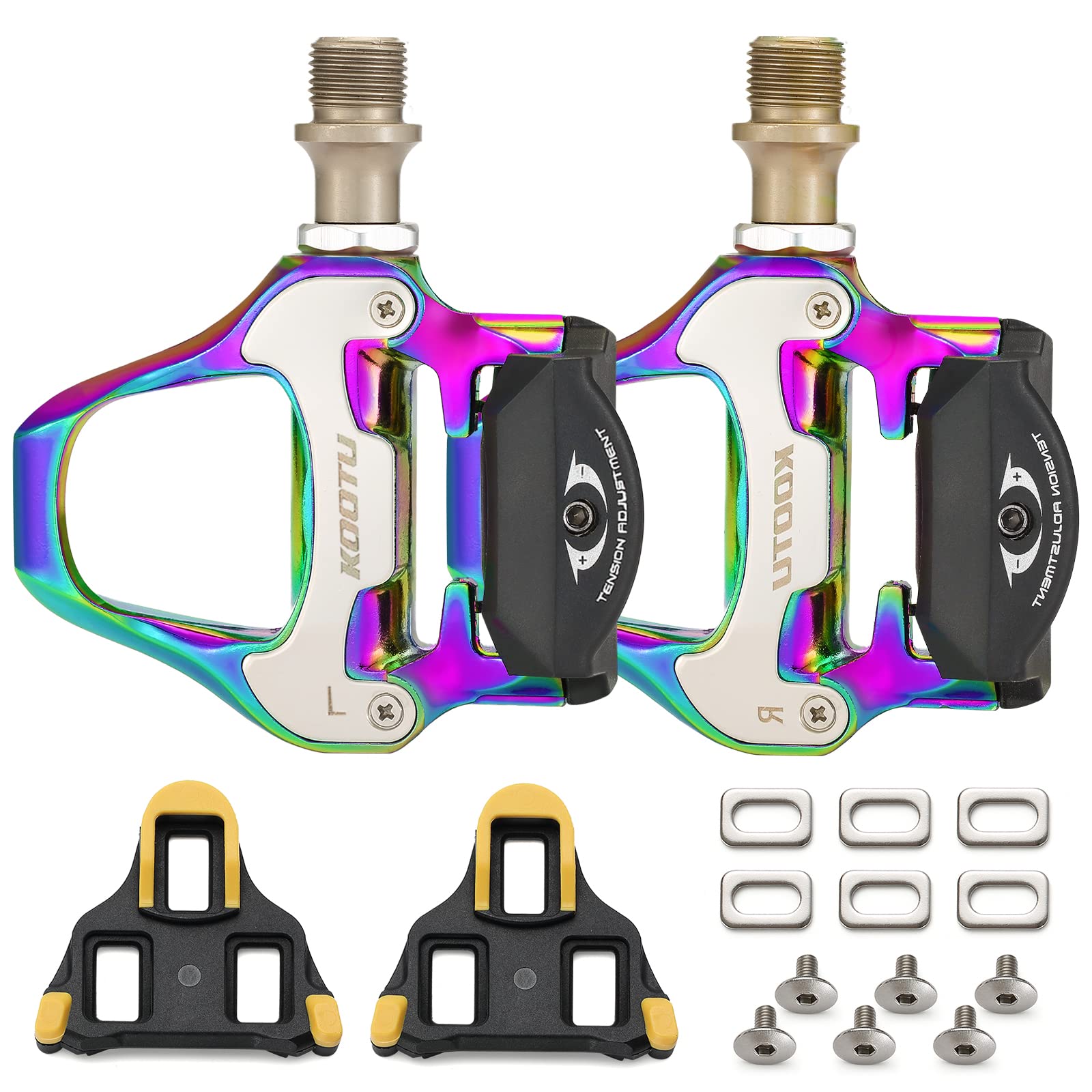 SAVADECK Road Bike Pedals - Aluminum Alloy Clipless Pedals with Cleats for Shimano/Look System, 9/16