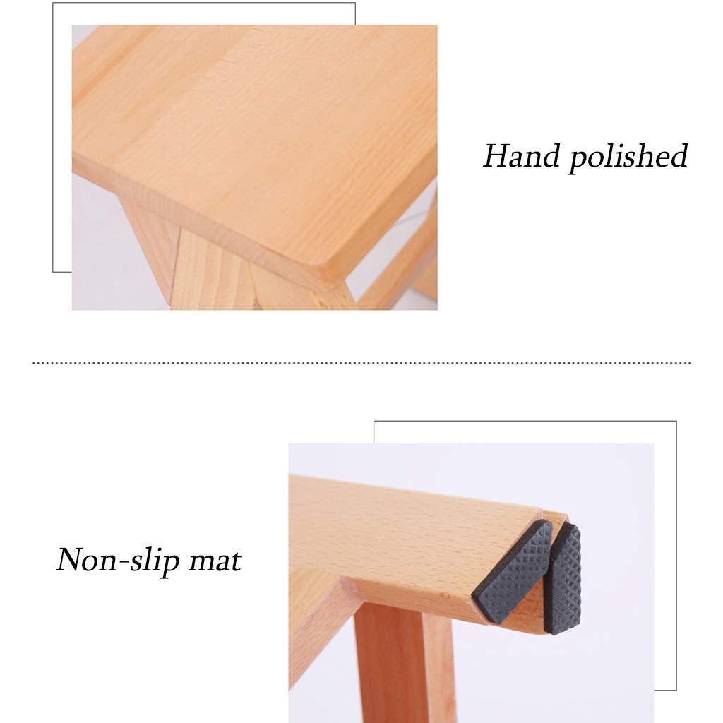 Foldable Step Stool Ladder with High Pedal - Solid Wood Storage Shelf, Multifunctional Climbing Stool for Home, Kitchen, Bathroom & Garage Organization