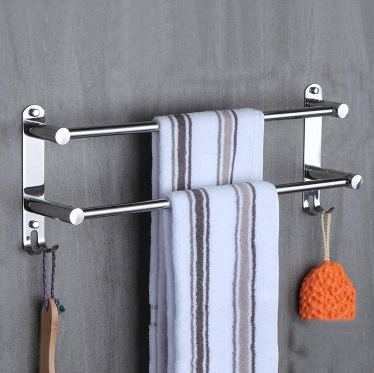 Multi-Layer Wall Mounted Towel Rack Holder - 40cm Double Layer Shelf for Kitchen, Bathroom & Toilet | Space-Saving Towel Rail for Organized Home Storage