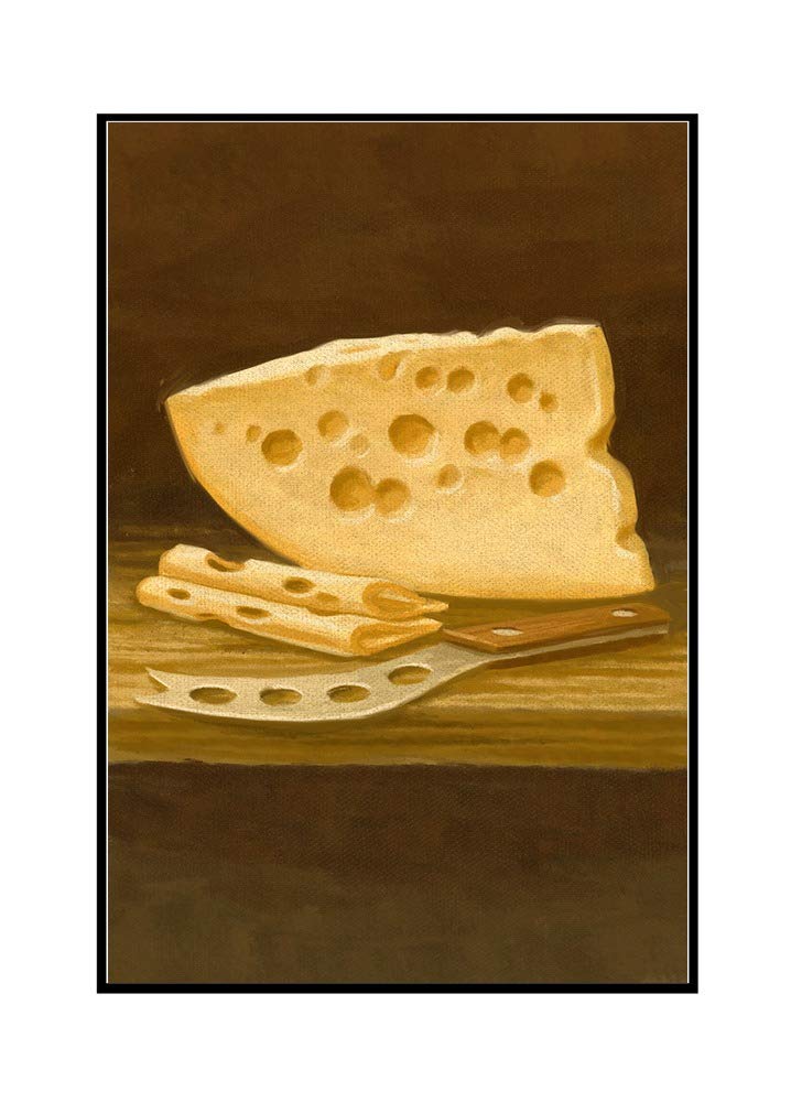 Premium Swiss Cheese Oil Painting - 24x36 Inch Framed Gallery Wrapped Canvas Wall Art - Perfect for Kitchen Decor, Dining Room & Cheese Lover Gifts