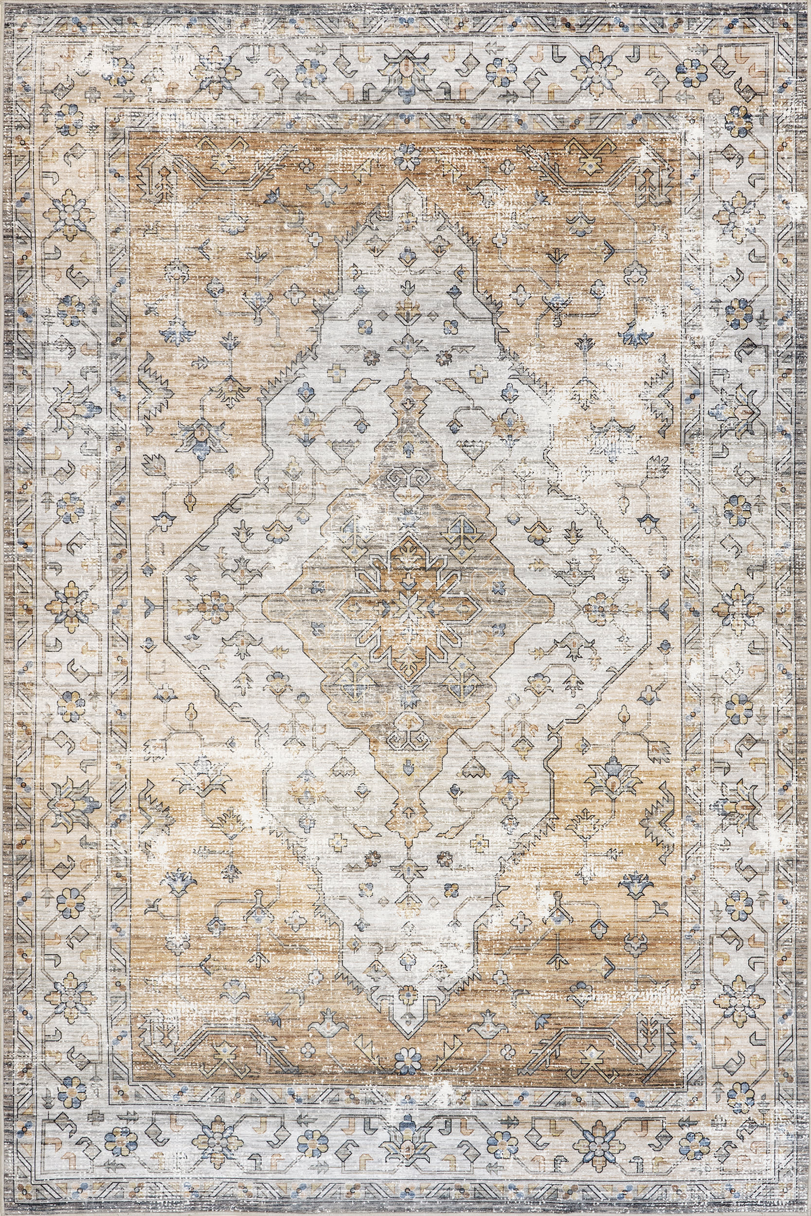 Audrey Spill Proof Washable Rug - Light Orange | Non-Slip Kitchen & Living Room Rug for Home Decor