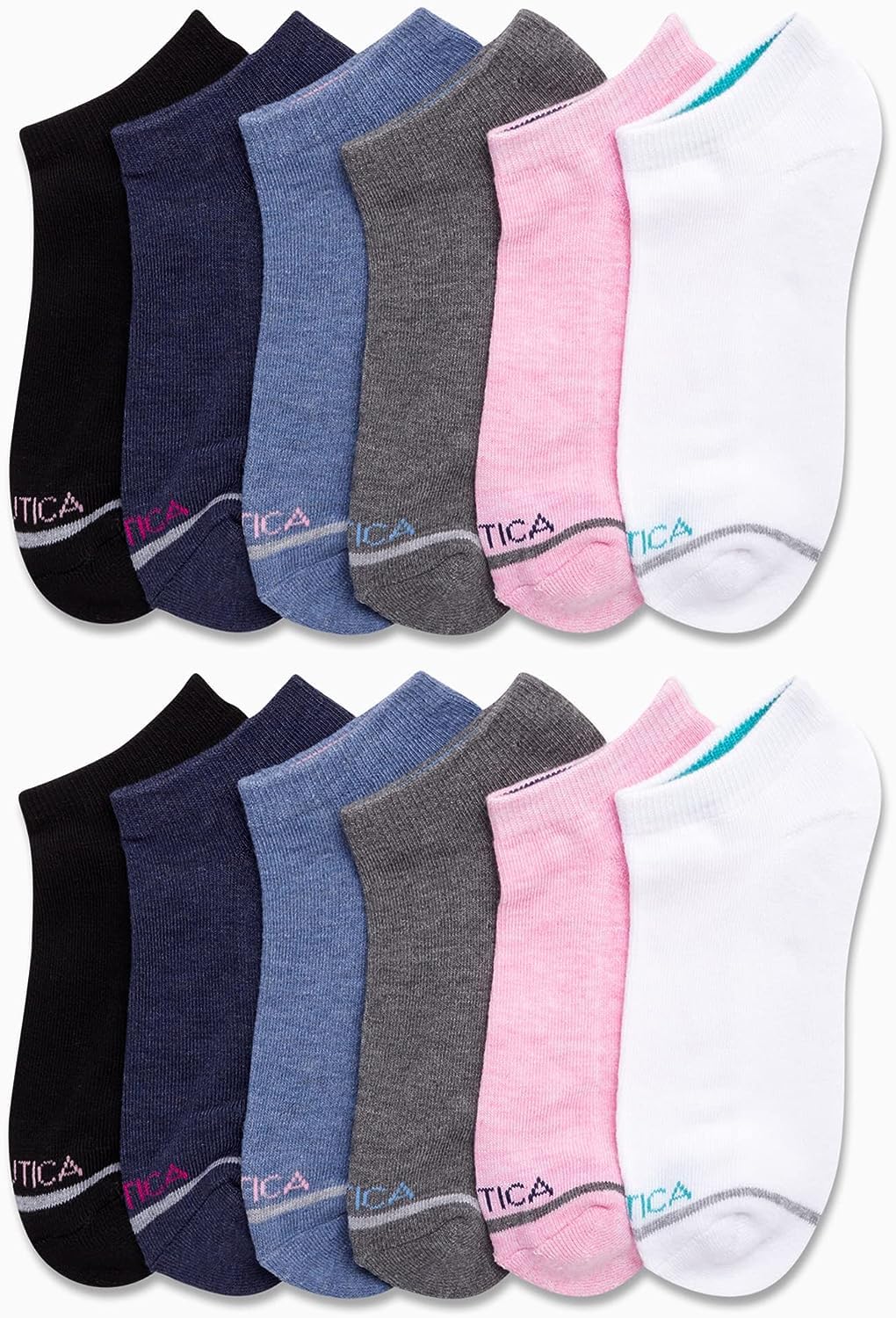 Nautica Women's Athletic Socks - 12 Pack Cushioned Low Cut Ankle Socks for Running, Gym & Everyday Comfort | Breathable & Supportive Workout Socks